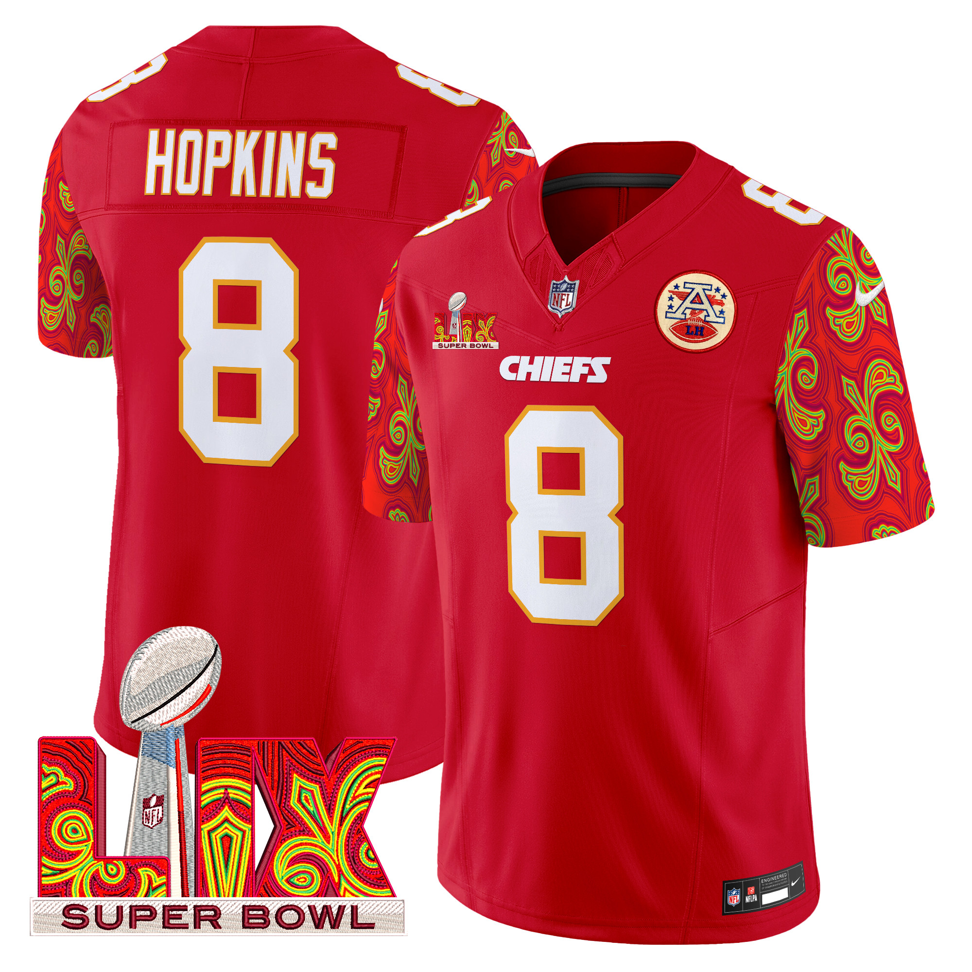 Men's DeAndre Hopkins Kansas City Chiefs Super Bowl LIX Style Vapor Limited Red Jersey - All Stitched