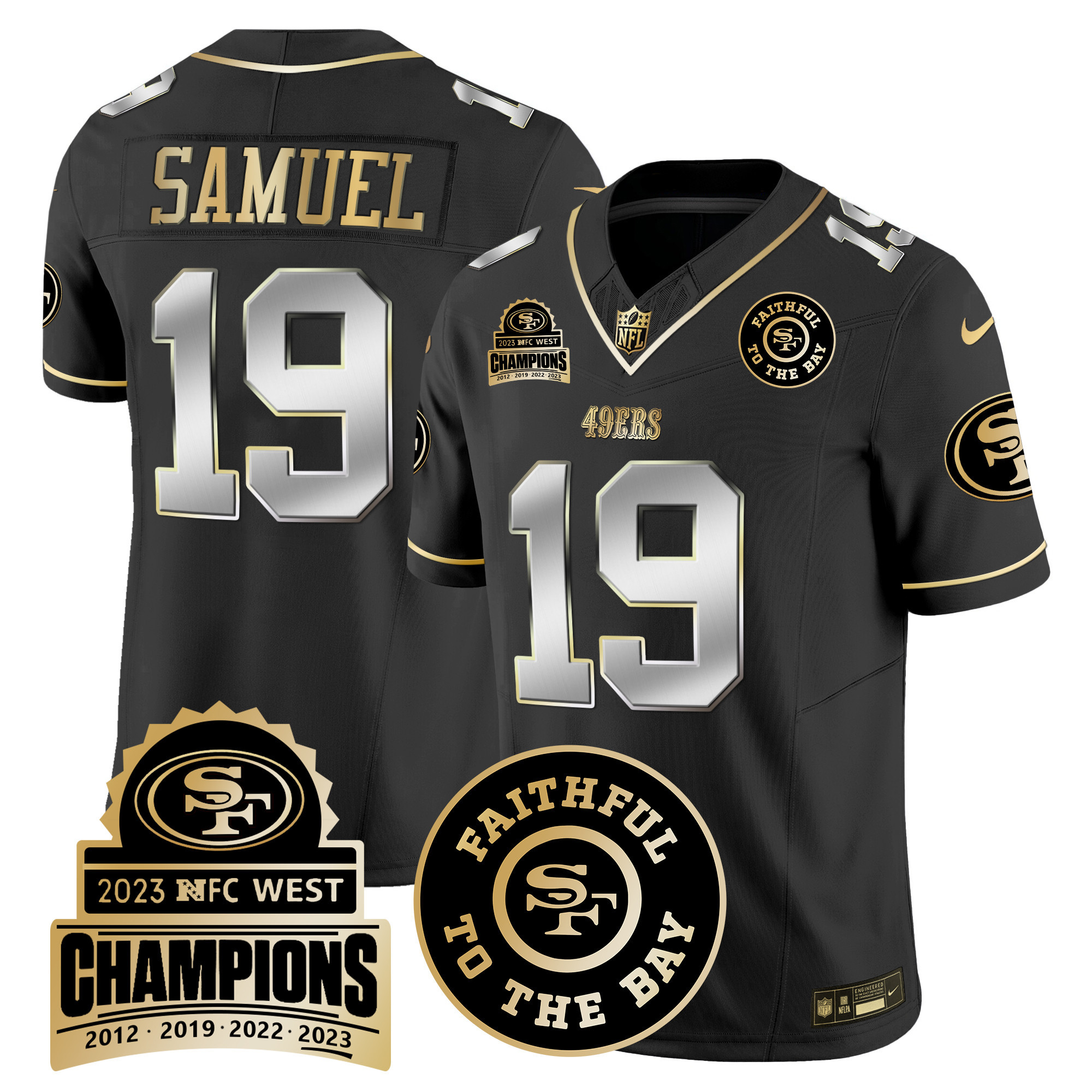 Men's Deebo Samuel San Francisco 49ers 2023 NFC West Champions Patch Vapor Black Limited Jersey V3 - All Stitched