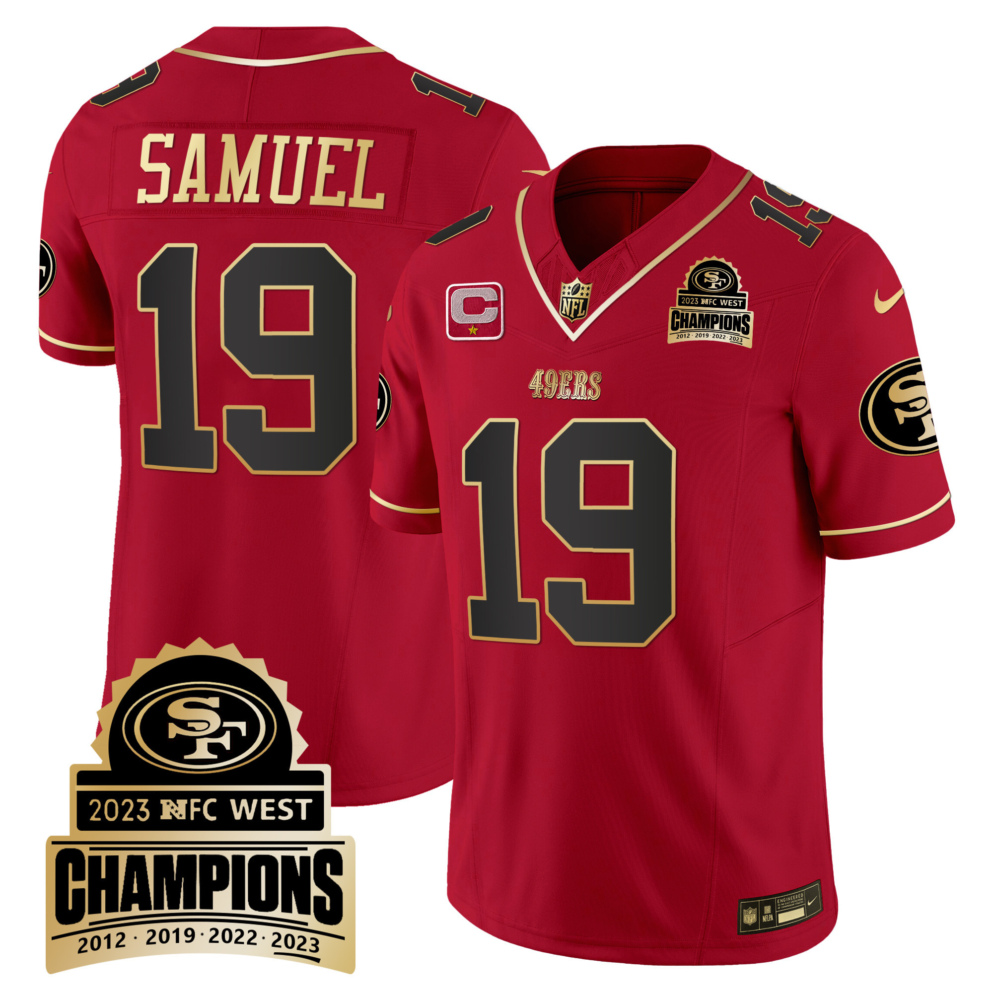 Men's Deebo Samuel San Francisco 49ers 2023 NFC West Champions Patch Vapor Scarlet Limited Jersey V4 - All Stitched