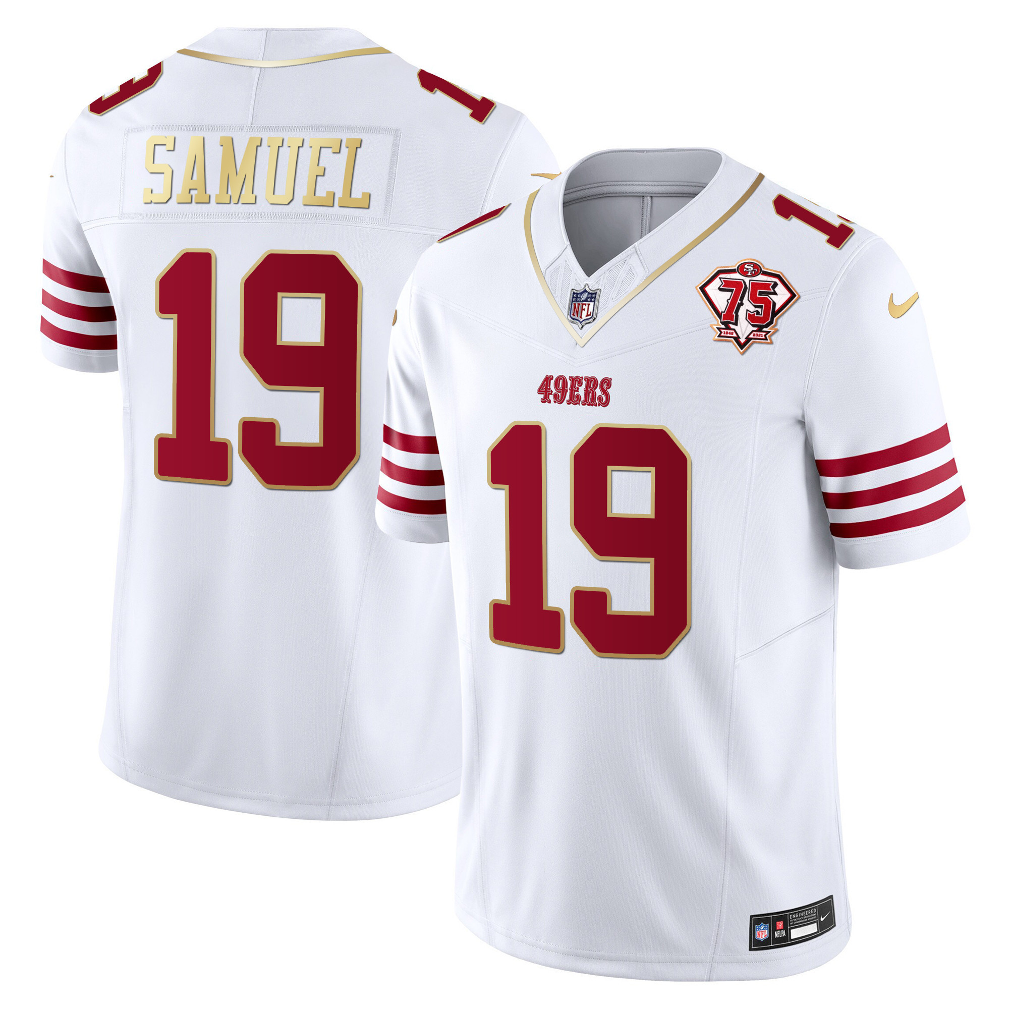 Men's Deebo Samuel San Francisco 49ers 2023 Vapor Gold Trim Limited White Gold Jersey - All Stitched
