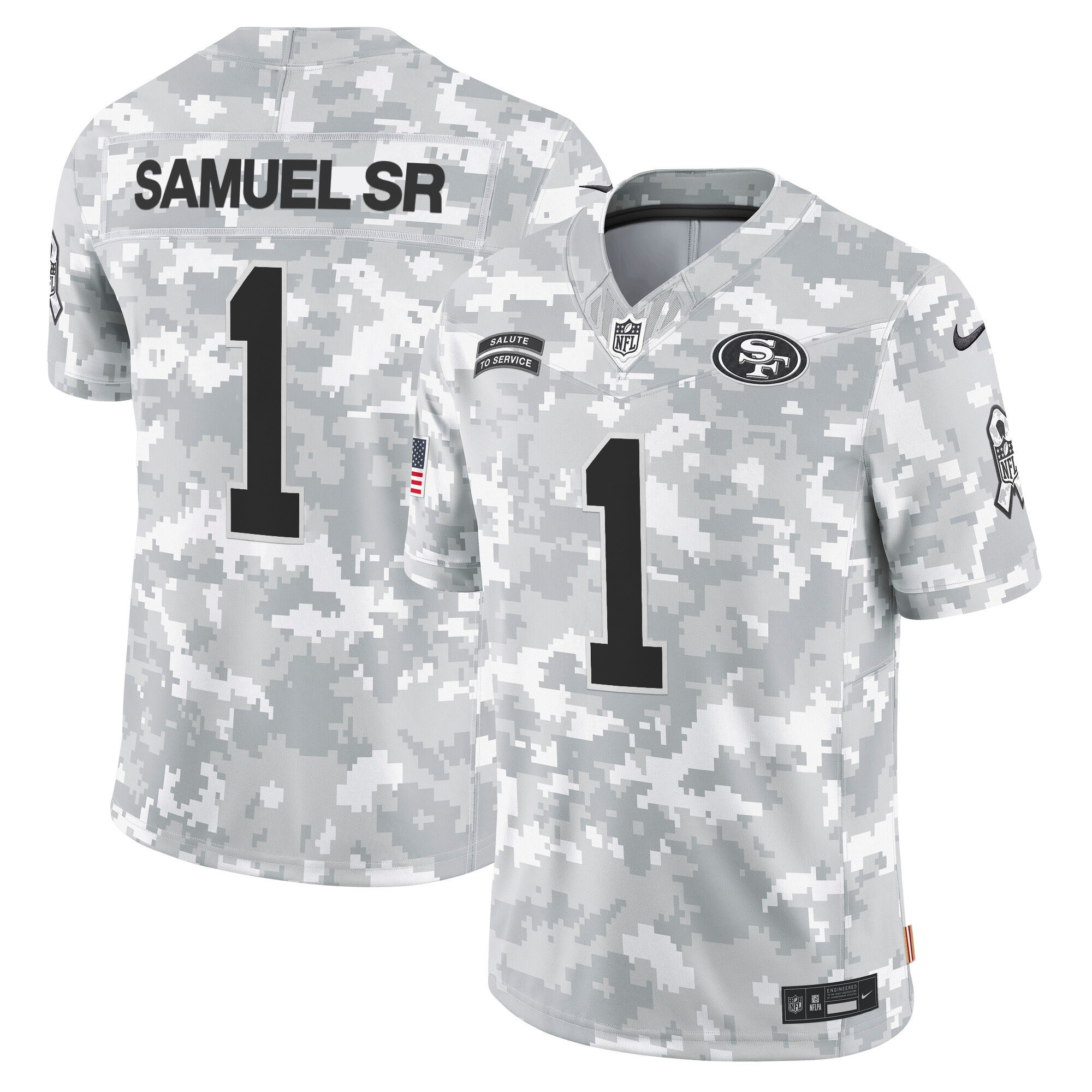 Men's Deebo Samuel San Francisco 49ers 2024 Salute to Service Vapor Limited Arctic Camo Jersey - All stitched
