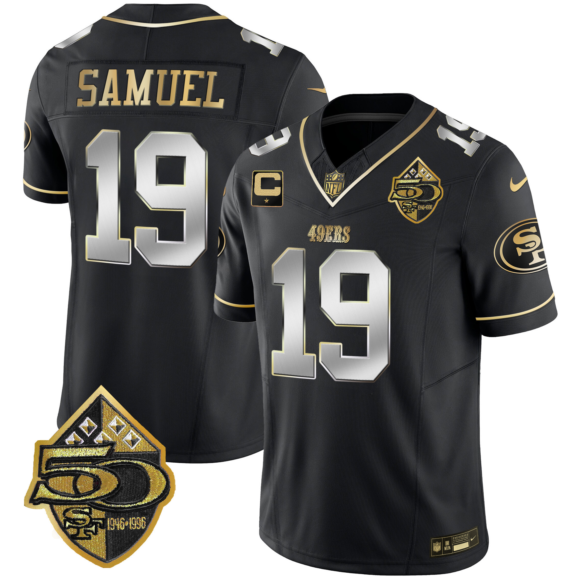 Men's Deebo Samuel San Francisco 49ers 50th Anniversary Patch Vapor Limited Black Limited Jersey - All Stitched