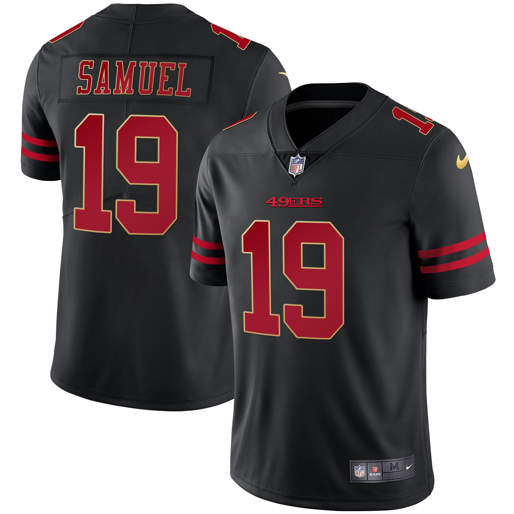 Men's Deebo Samuel San Francisco 49ers Black Gold Vapor Player Jersey - All Stitched
