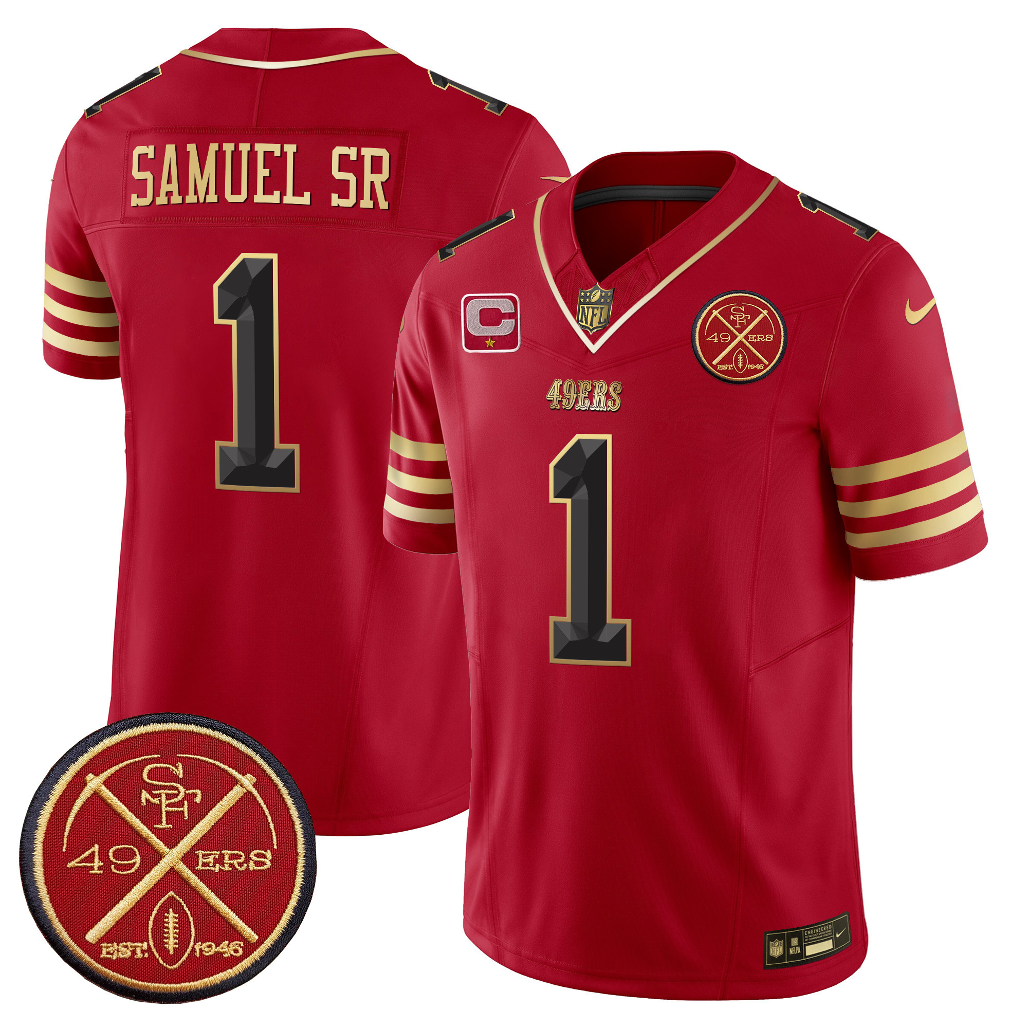 Men's Deebo Samuel San Francisco 49ers Est.1946 Patch Vapor Limited Black Scarlet Jersey V2 - All Stitched