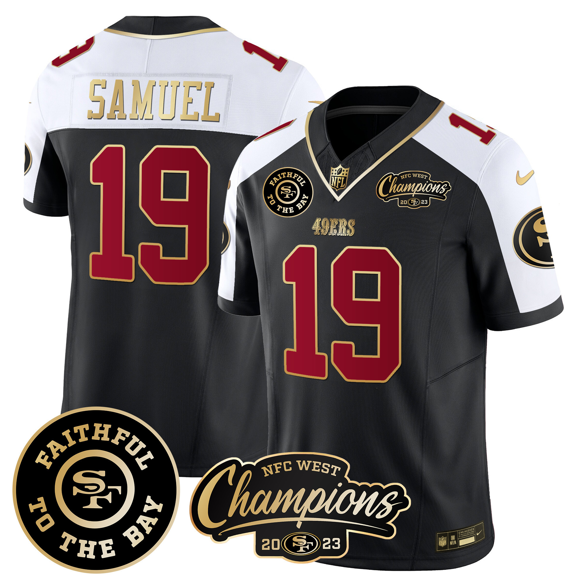 Men's Deebo Samuel San Francisco 49ers Faithful & 2023 NFC West Champions Patch Vapor Black Alternate Jersey - All Stitched