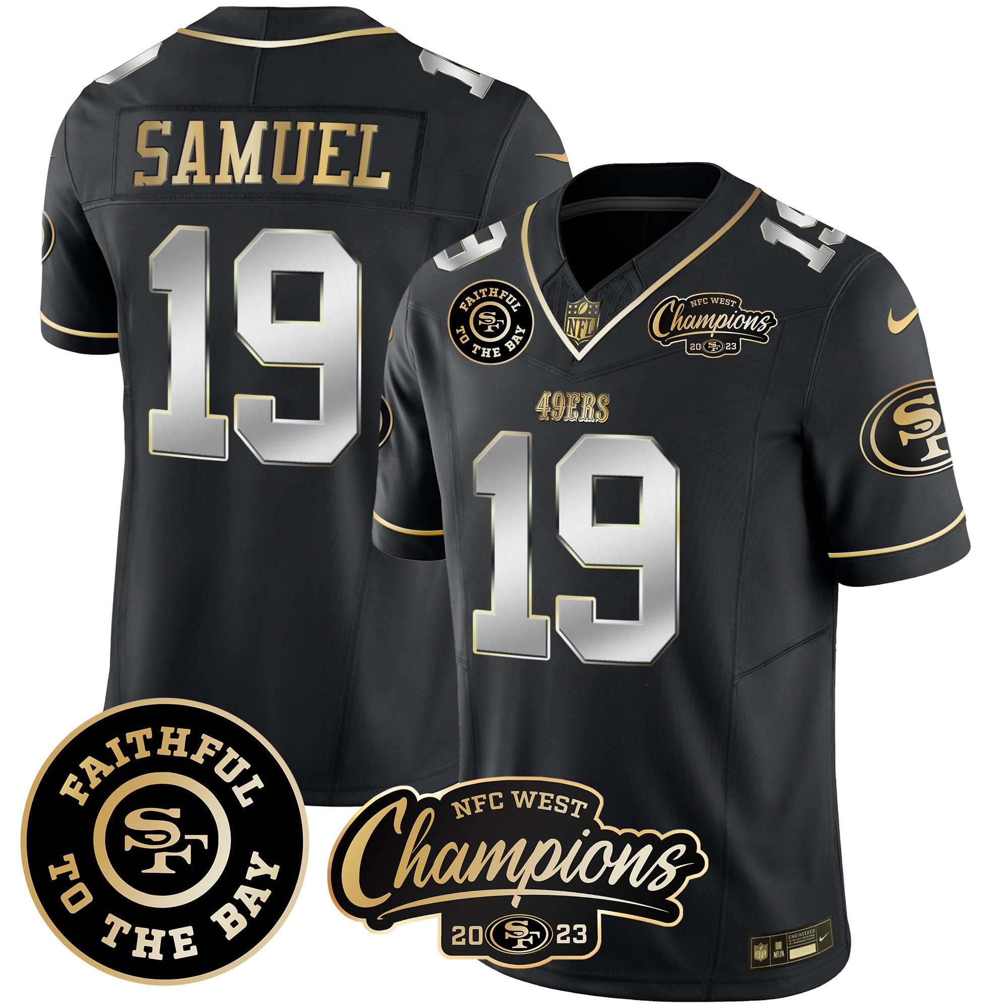 Men's Deebo Samuel San Francisco 49ers Faithful & 2023 NFC West Champions Patch Vapor Black Limited Jersey - All Stitched