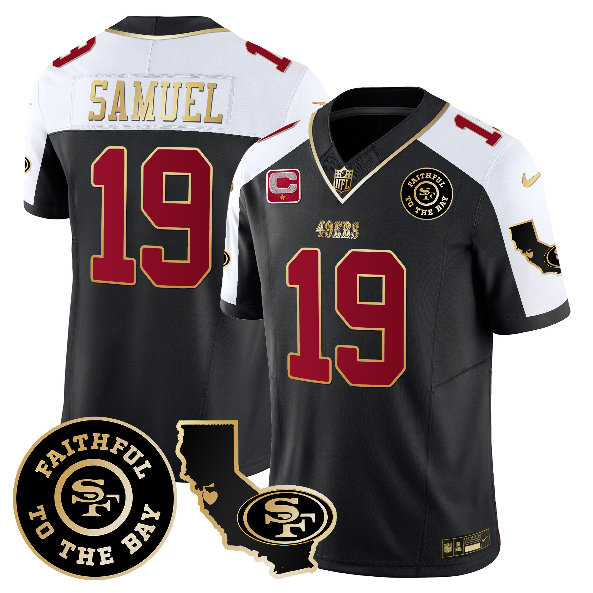 Men's Deebo Samuel San Francisco 49ers Faithful & California Patch Vapor Black Alternate Jersey - All Stitched