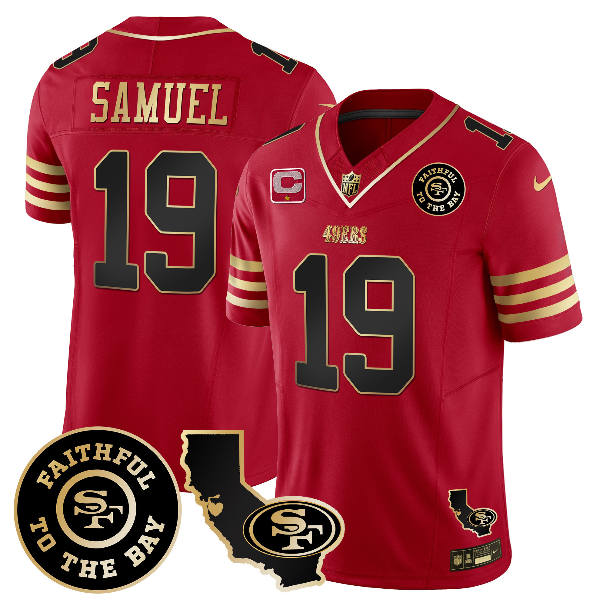 Men's Deebo Samuel San Francisco 49ers Faithful & California Patch Vapor Black Scarlet Jersey - All Stitched