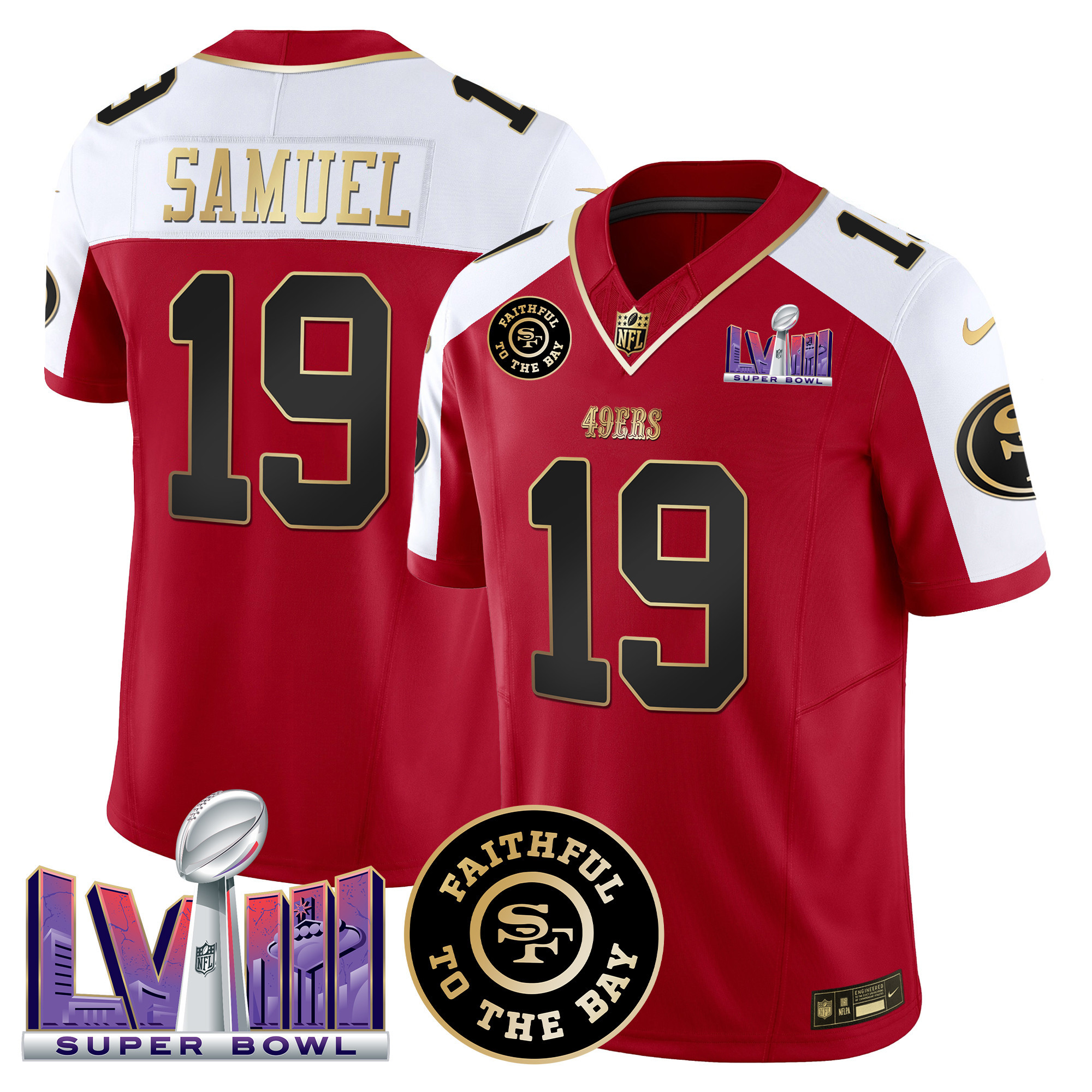Men's Deebo Samuel San Francisco 49ers Faithful & Super Bowl LVIII Patch Vapor Alternate Jersey - All Stitched