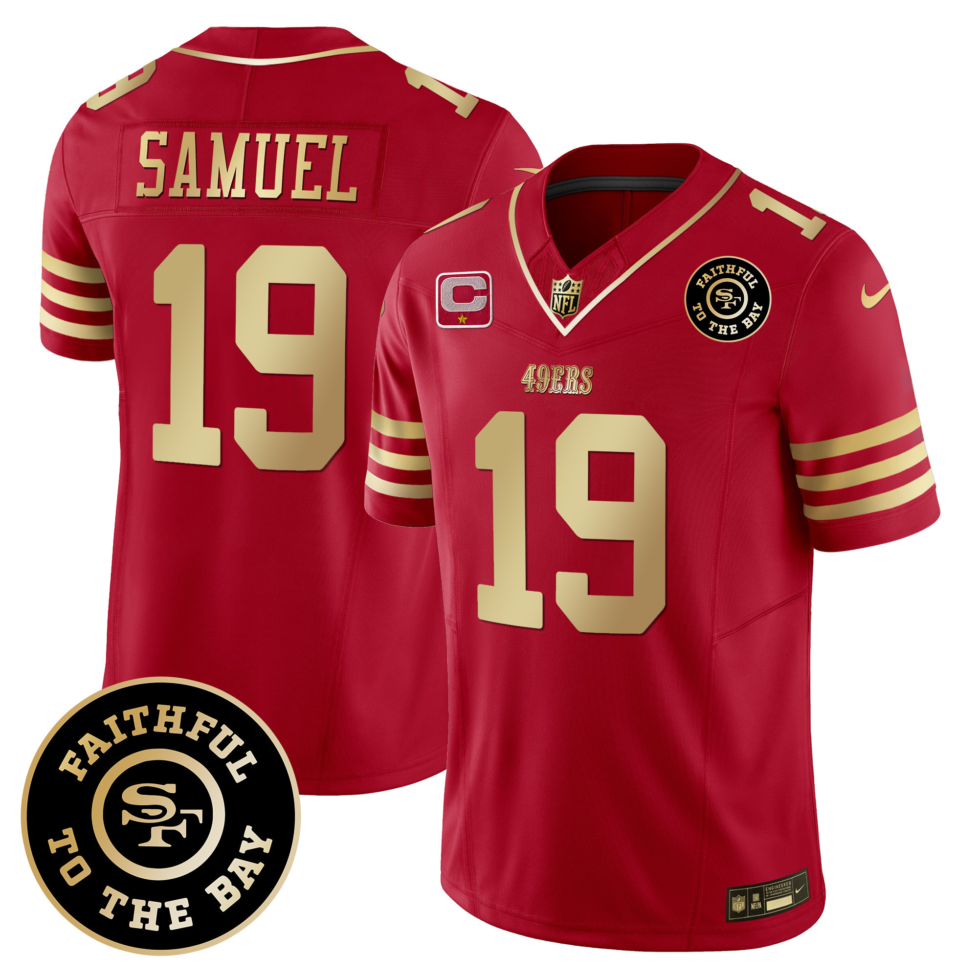 Men's Deebo Samuel San Francisco 49ers Faithful To The Bay Patch Scarlet Gold Vapor Limited Jersey - All Stitched