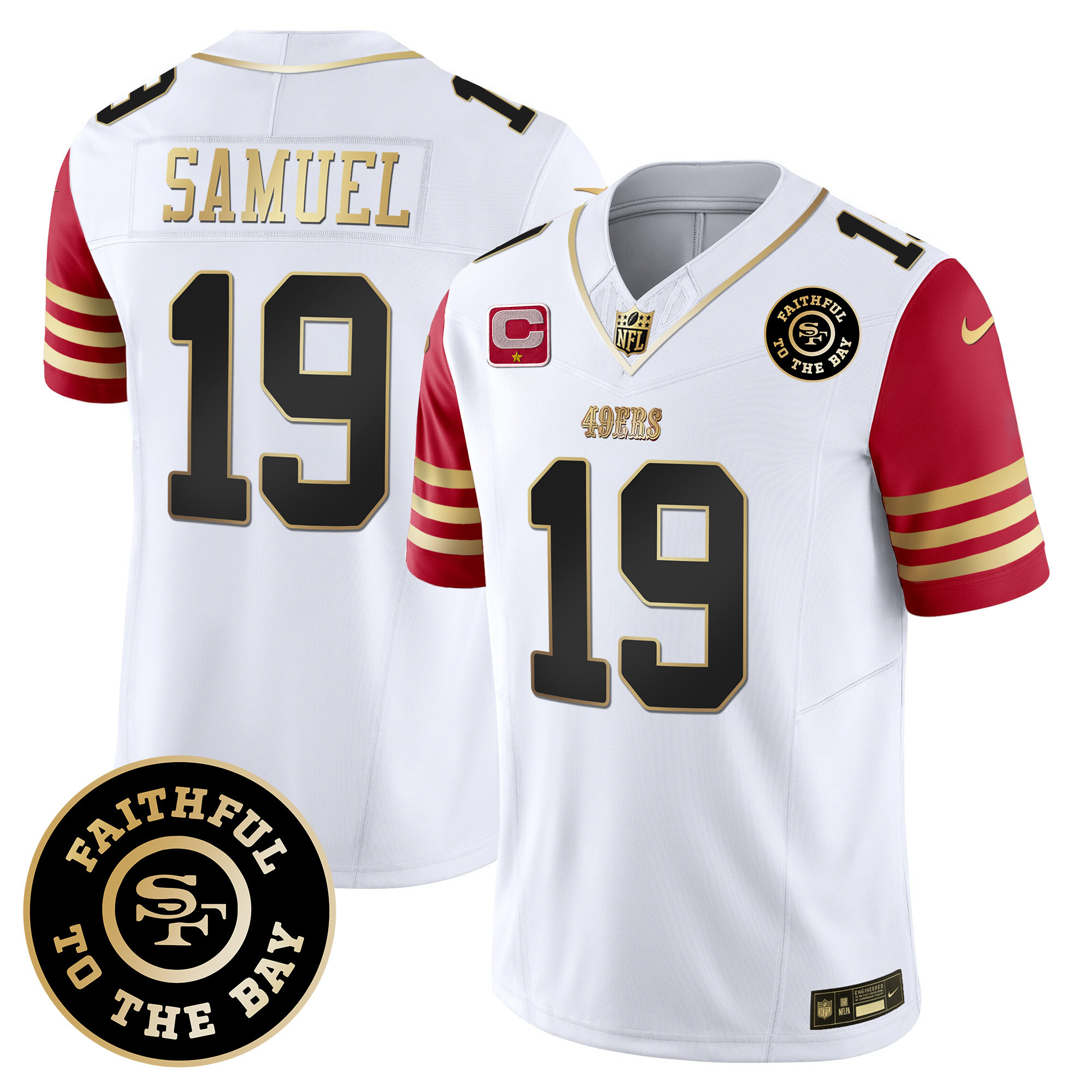 Men's Deebo Samuel San Francisco 49ers Faithful To The Bay Patch Scarlet Sleeves Vapor Limited Jersey - All Stitched