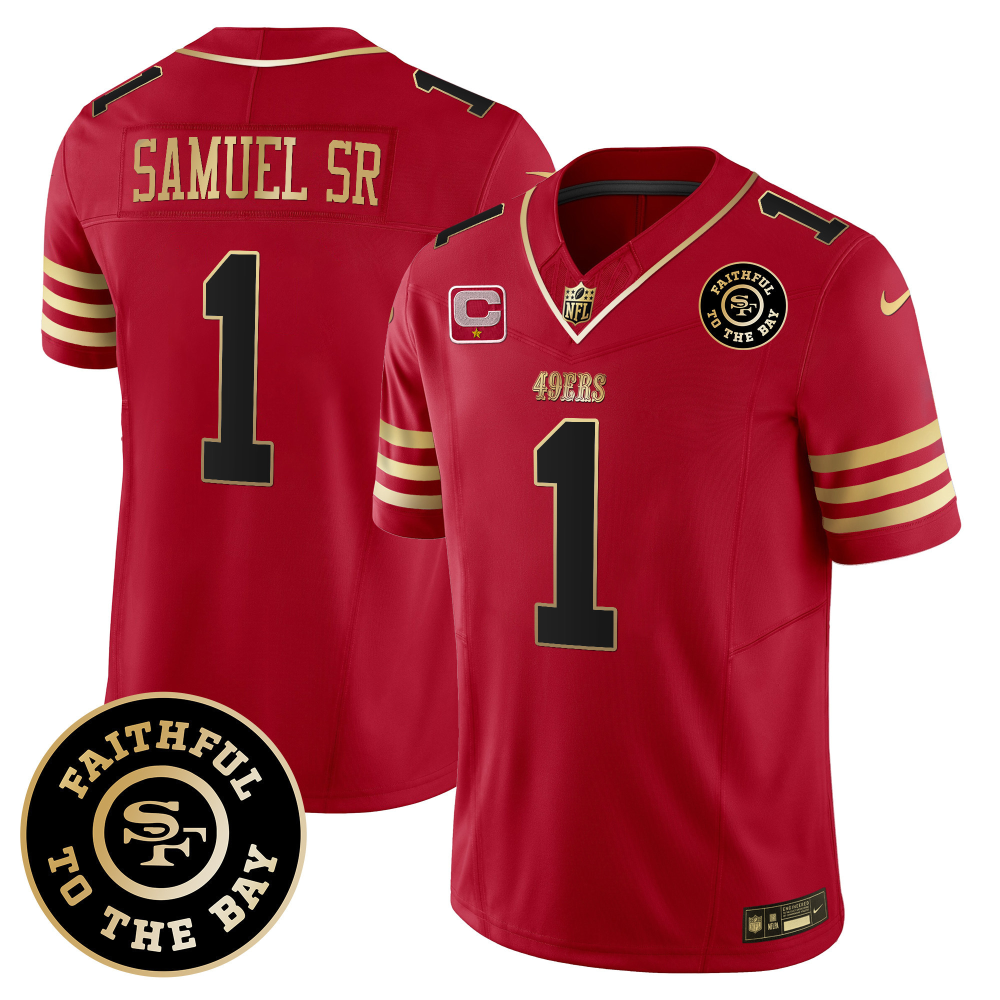 Men's Deebo Samuel San Francisco 49ers Faithful To The Bay Patch Vapor Limited Black Scarlet Jersey - All Stitched