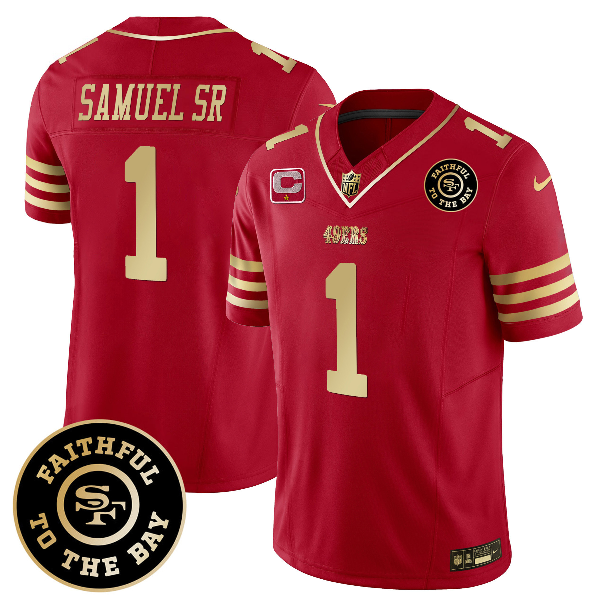 Men's Deebo Samuel San Francisco 49ers Faithful To The Bay Patch Vapor Limited Scarlet Gold Jersey - All Stitched