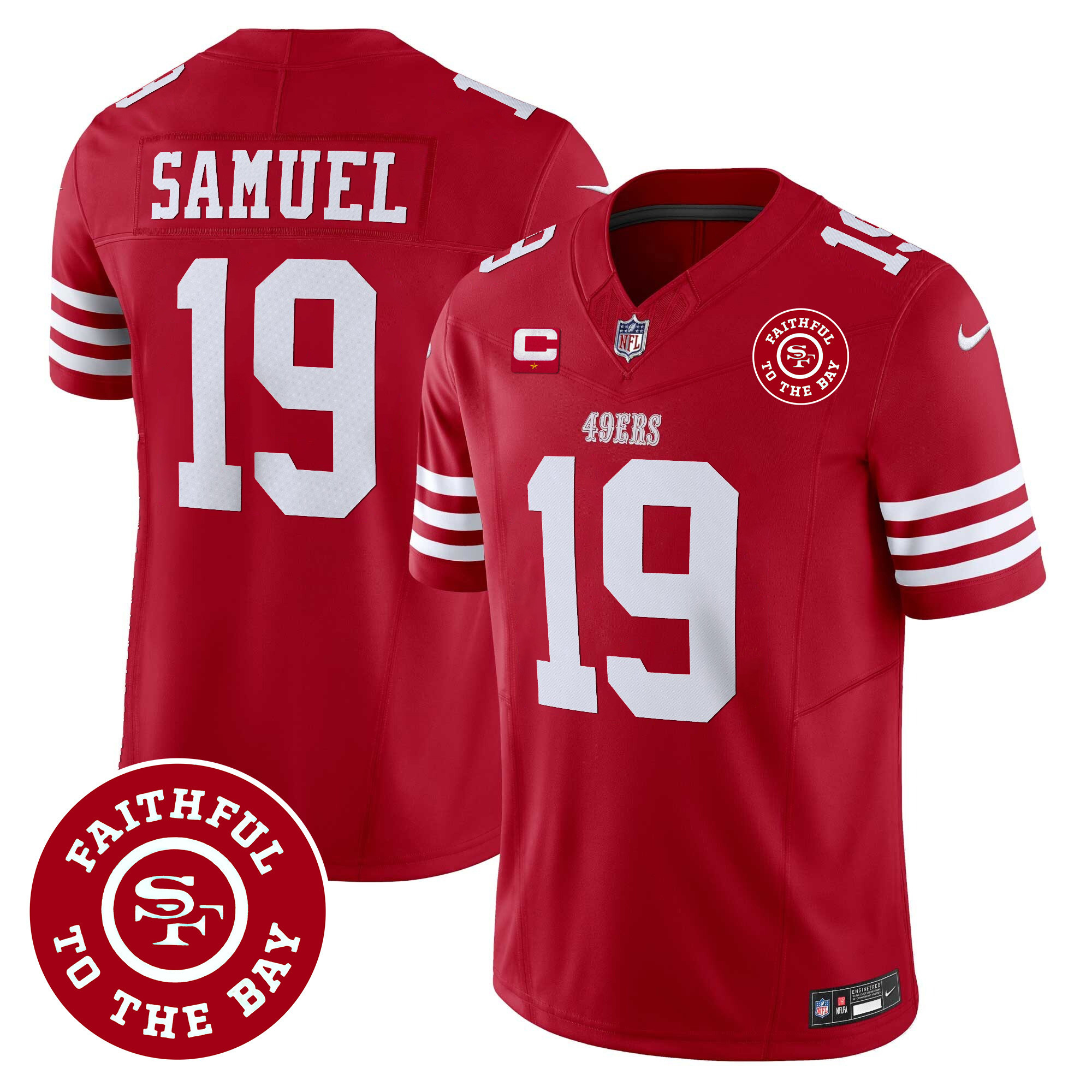Men's Deebo Samuel San Francisco 49ers Faithful To The Bay Patch Vapor Red Jersey - All Stitched