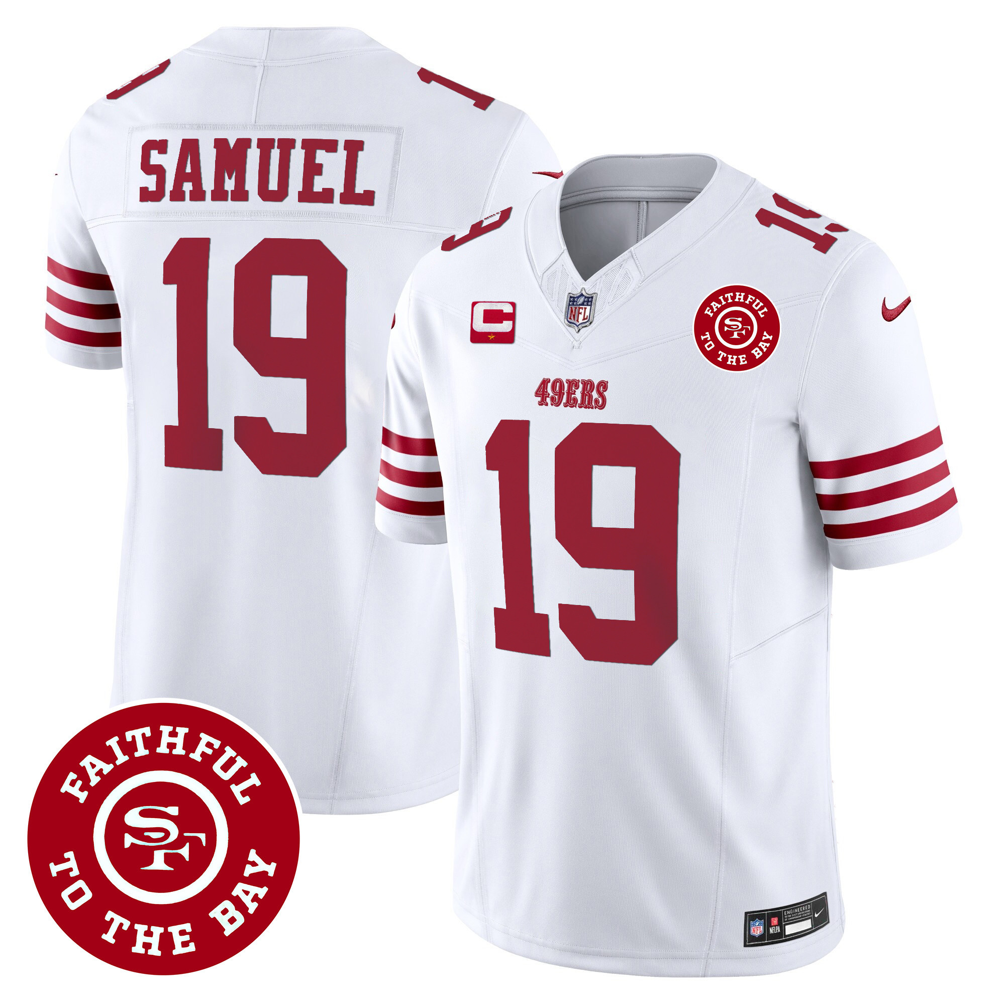 Men's Deebo Samuel San Francisco 49ers Faithful To The Bay Patch Vapor White Jersey - All Stitched