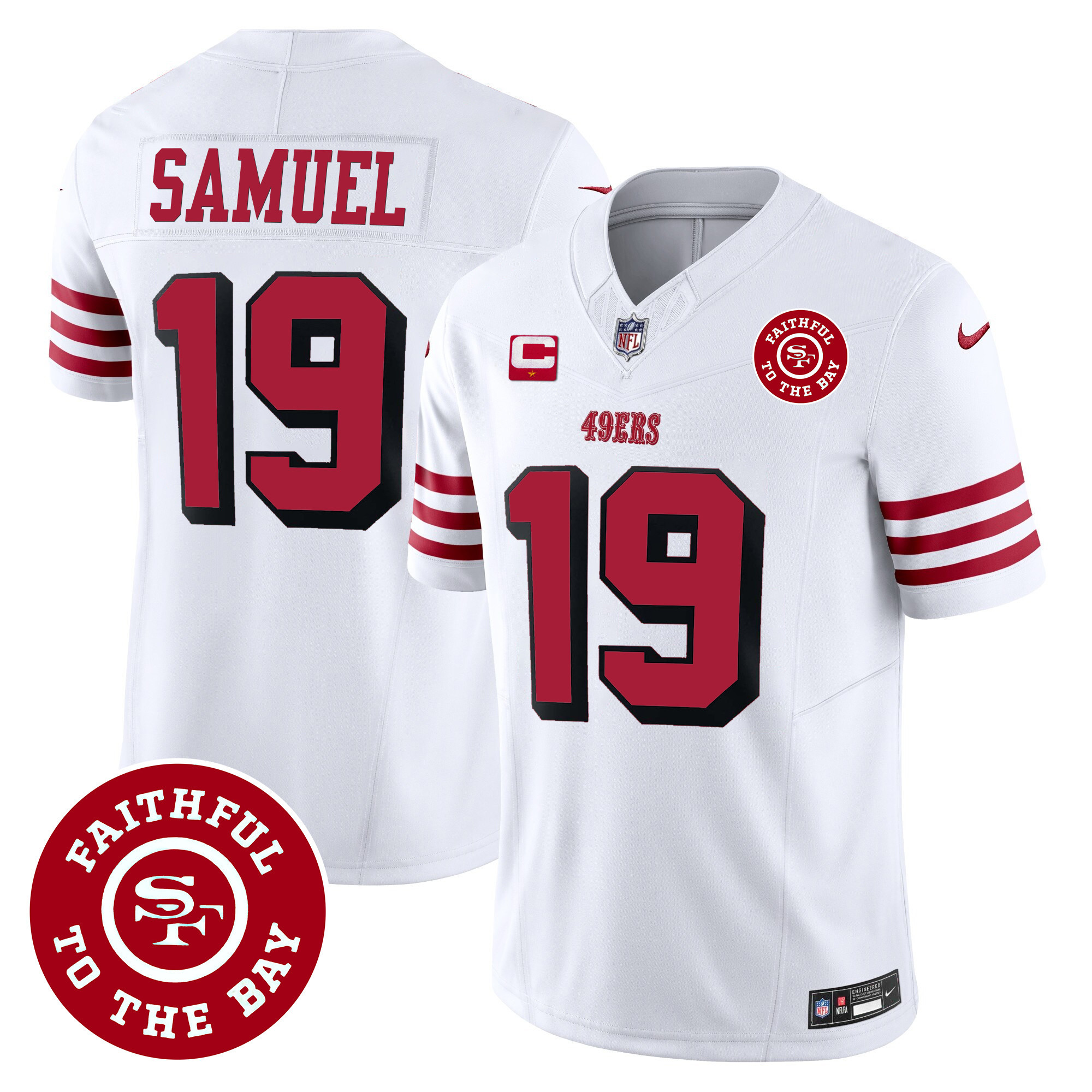 Men's Deebo Samuel San Francisco 49ers Faithful To The Bay Patch Vapor White Jersey V2 - All Stitched