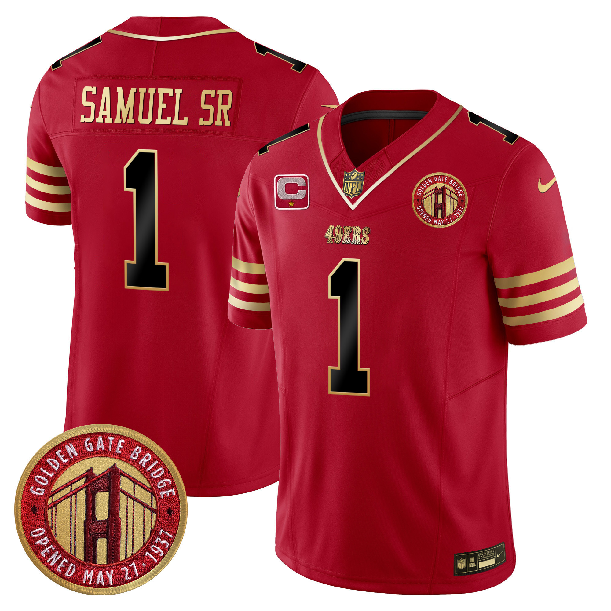 Men's Deebo Samuel San Francisco 49ers Golden Gate Bridge Patch Vapor Limited Black Scarlet Jersey - All Stitched