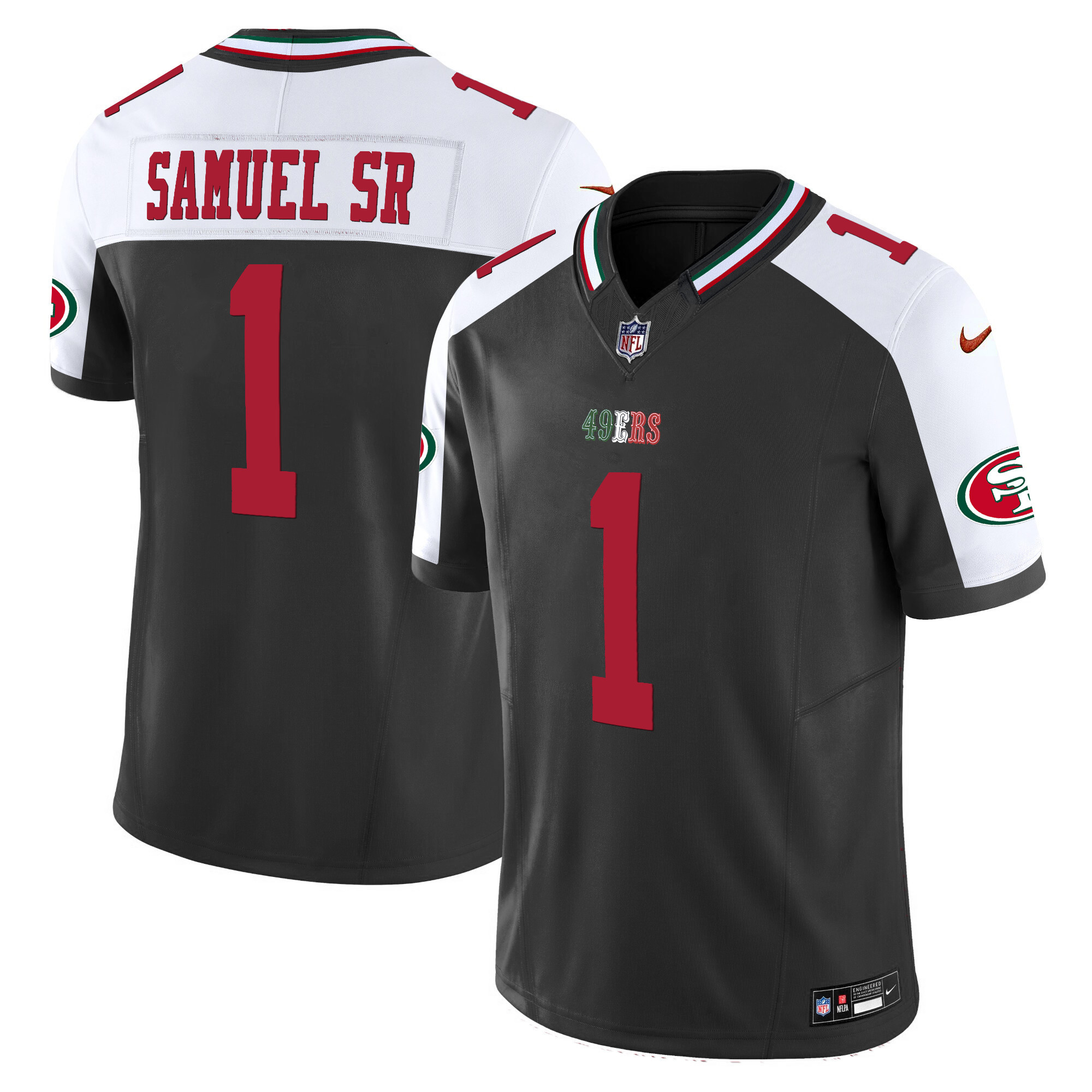 Men's Deebo Samuel San Francisco 49ers Mexico Vapor Black Alternate Jersey V2 - All Stitched