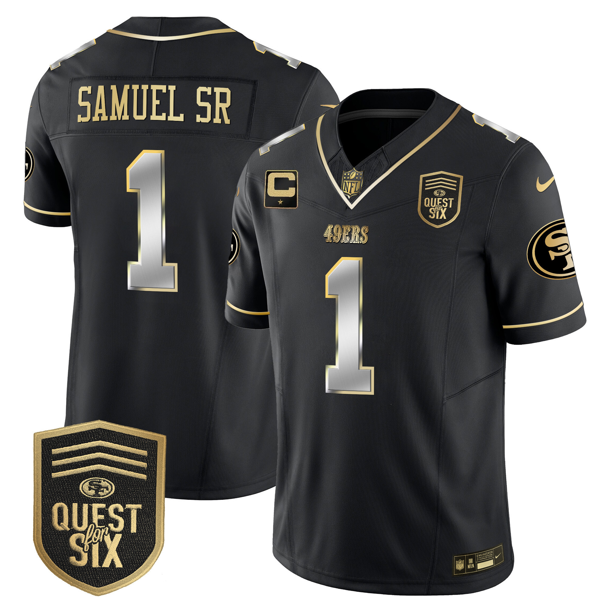 Men's Deebo Samuel San Francisco 49ers Quest For Six Patch Vapor Limited Black Limited Jersey - All Stitched