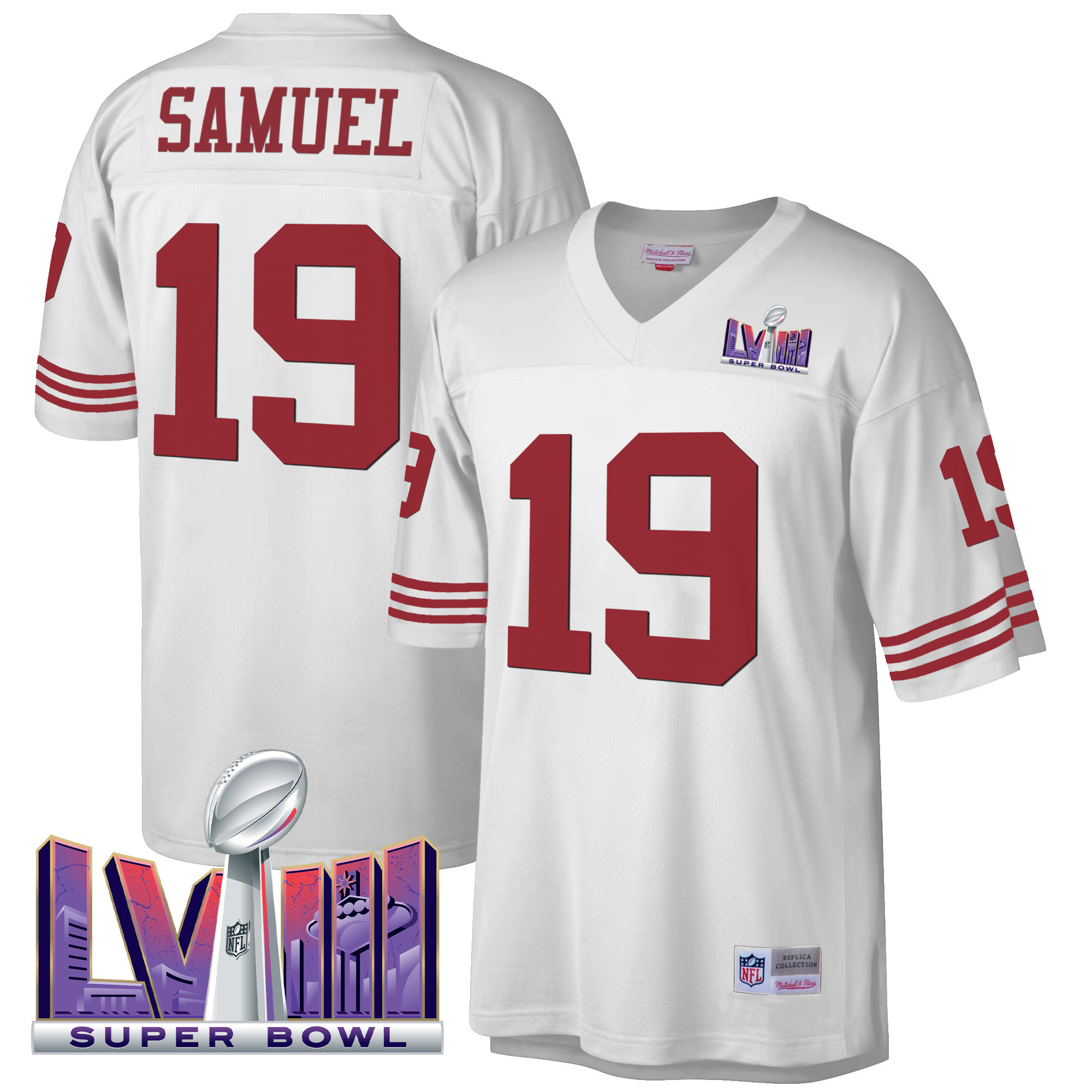 Men's Deebo Samuel San Francisco 49ers Super Bowl LVIII 1990 Big & Tall White Jersey - All Stitched