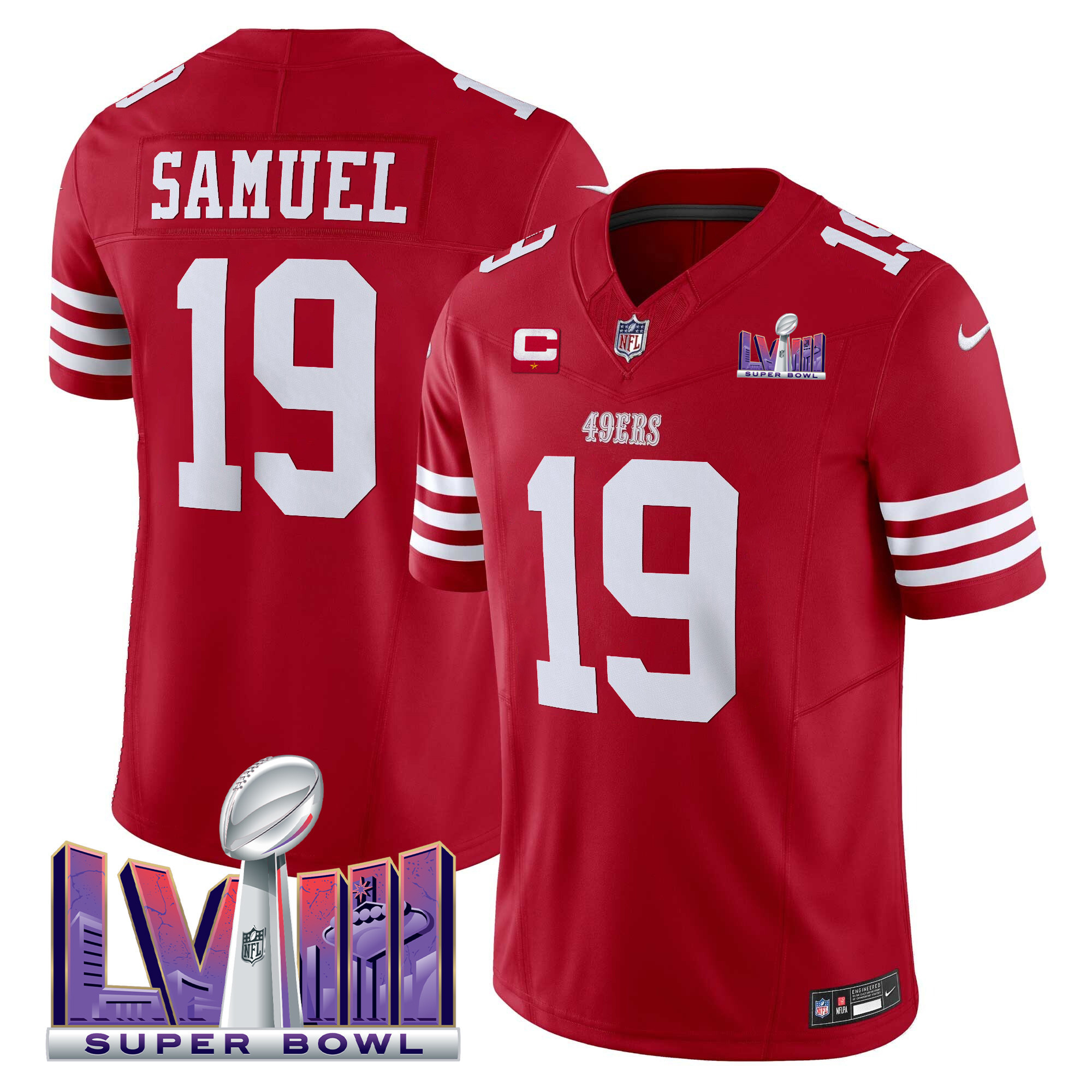 Men's Deebo Samuel San Francisco 49ers Super Bowl LVIII Patch Vapor Limited Red Jersey - All Stitched