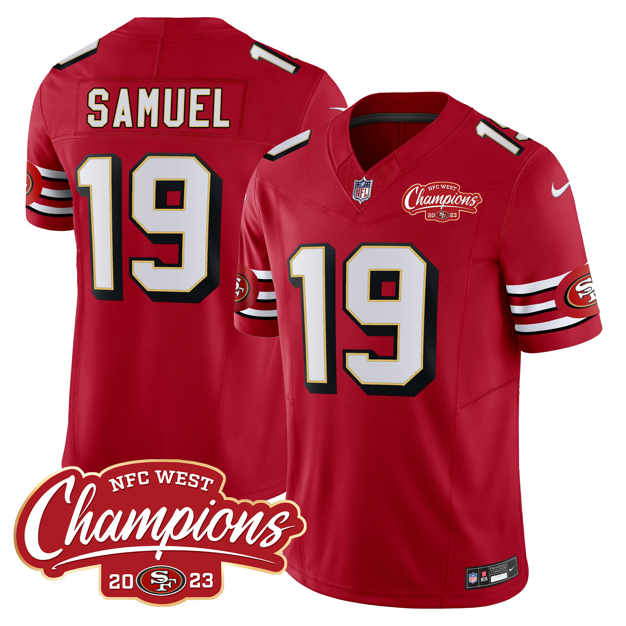 Men's Deebo Samuel San Francisco 49ers Throwback NFC West Champions Patch Vapor Red Jersey - All Stitched