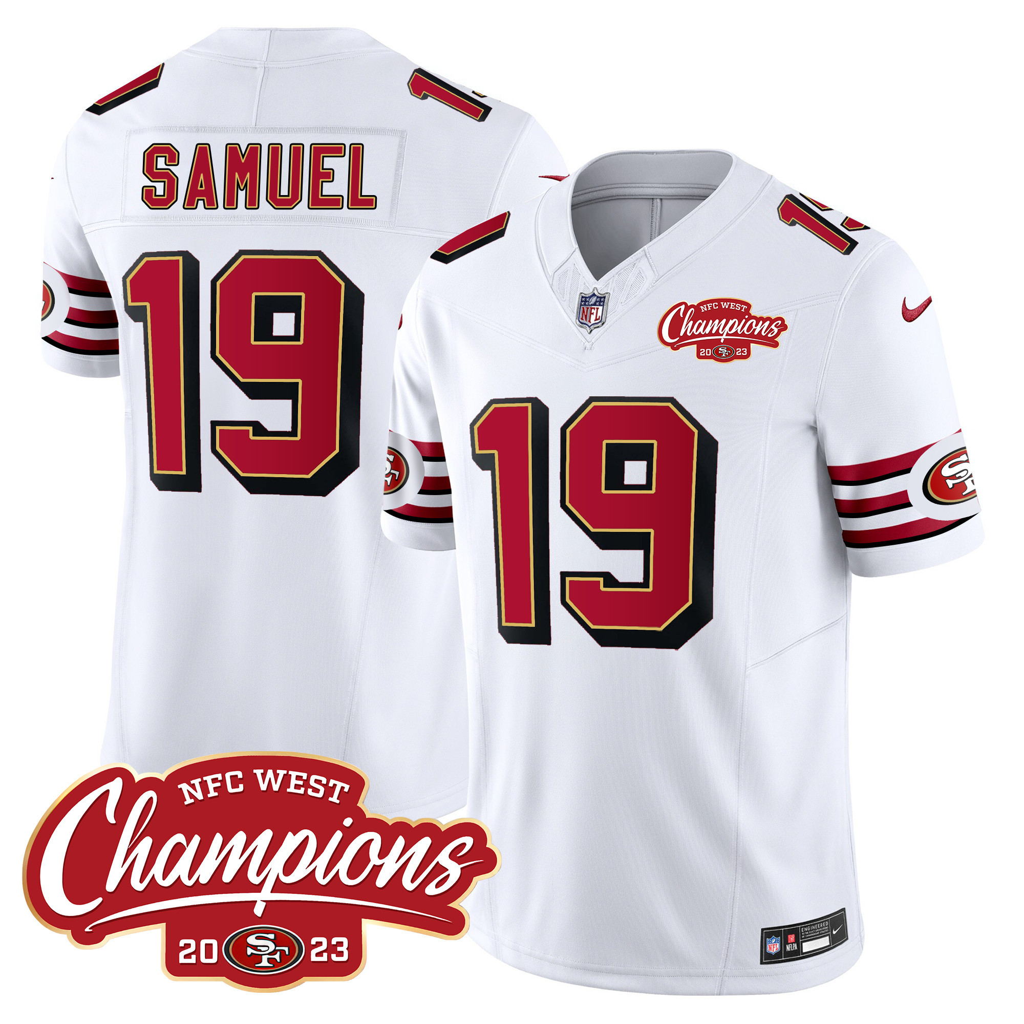 Men's Deebo Samuel San Francisco 49ers Throwback NFC West Champions Patch Vapor White Jersey - All Stitched