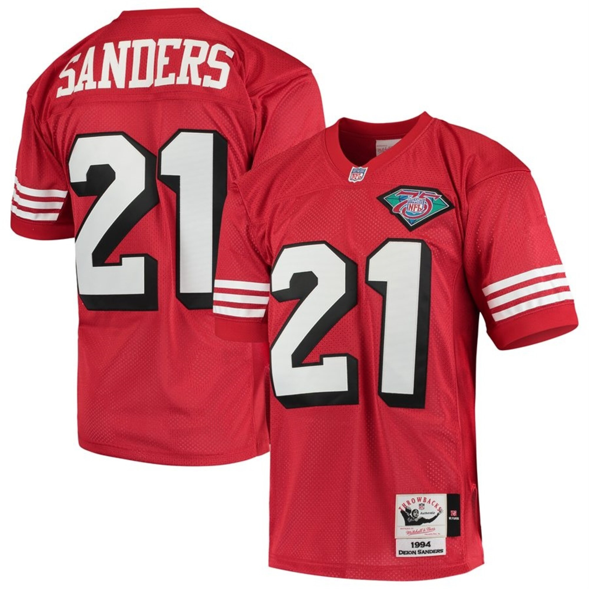 Men's Deion Sanders San Francisco 49ers Throwback Retired Red Jersey - All Stitched