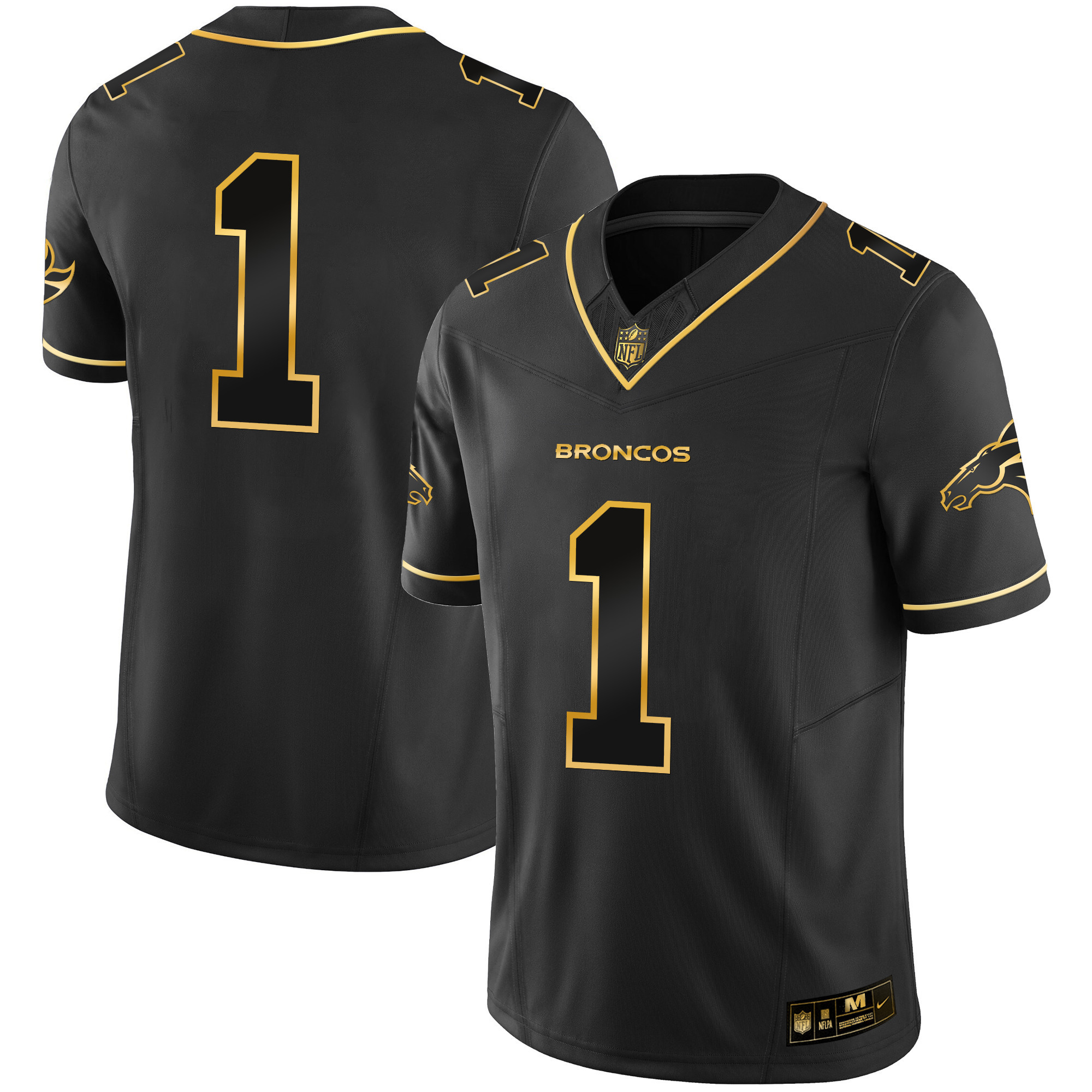 Men's Denver Broncos Gold Vapor Limited  Black Gold Jersey - All Stitched