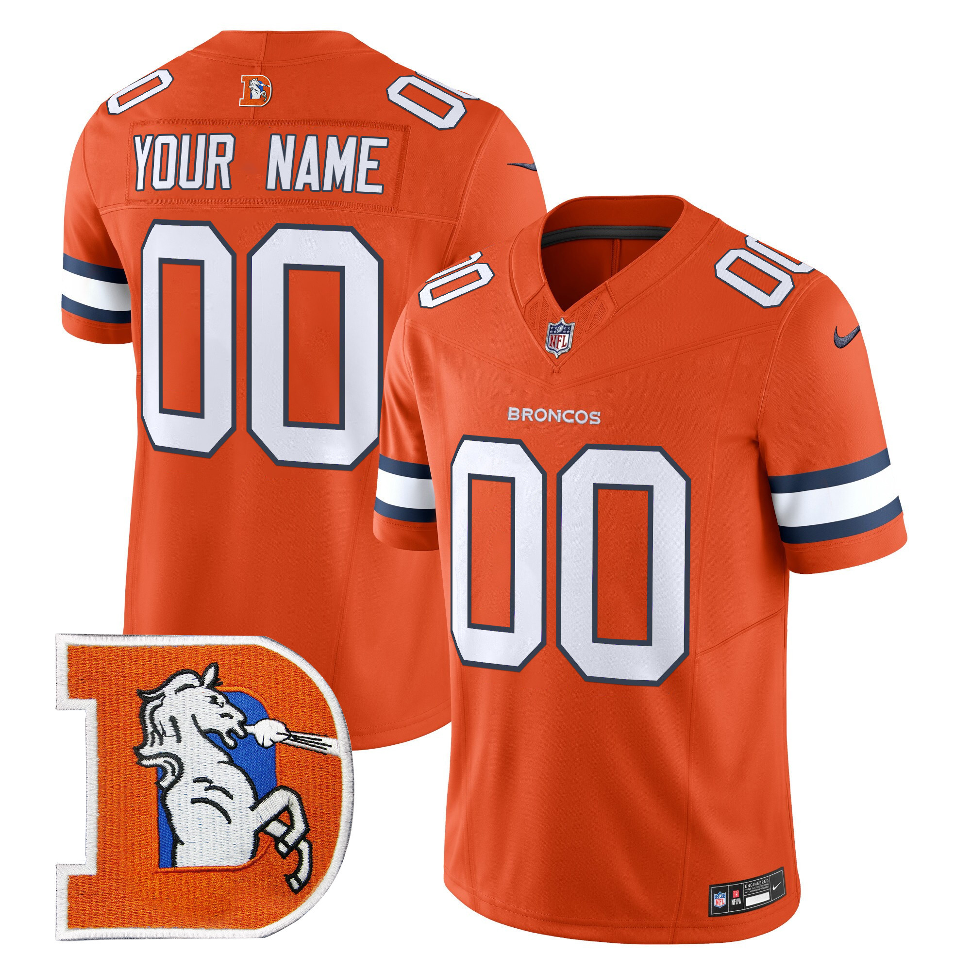 Men's Denver Broncos Throwback Vapor Limited Custom Orange Jersey - All Stitched