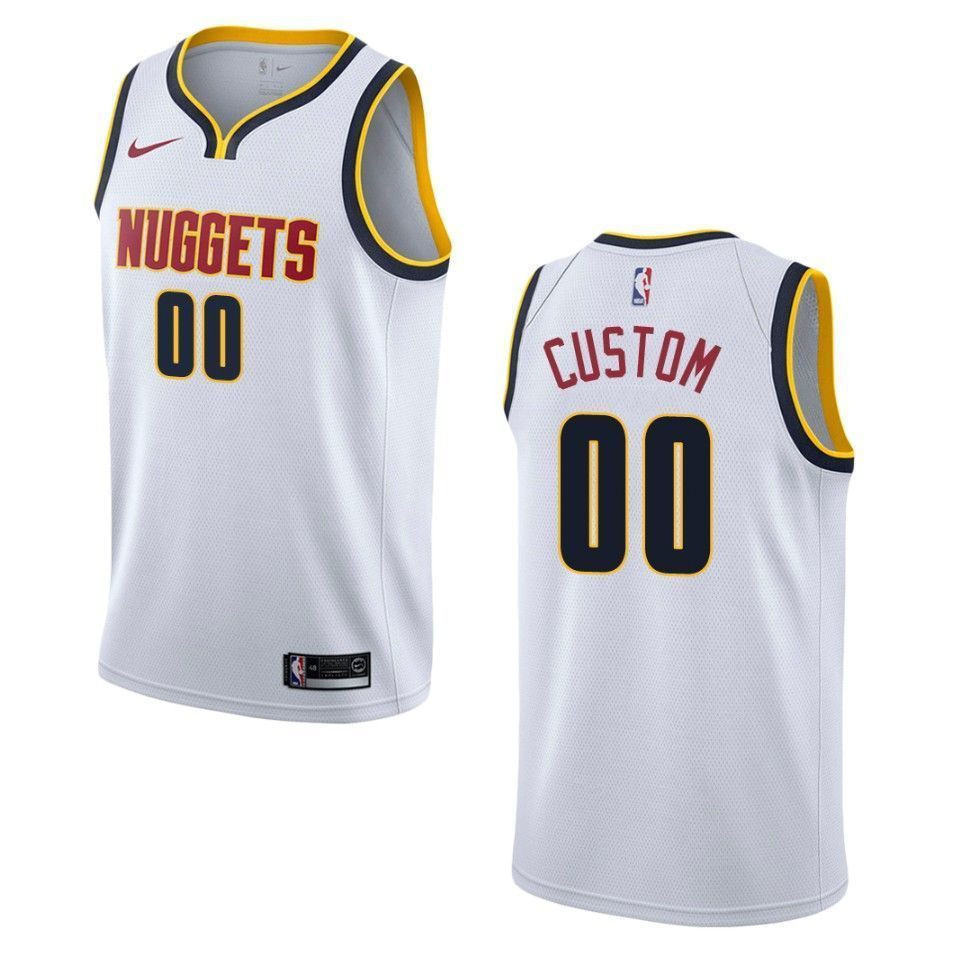 Men’s Denver Nuggets 00 Custom Association Swingman Jersey – Wihte
