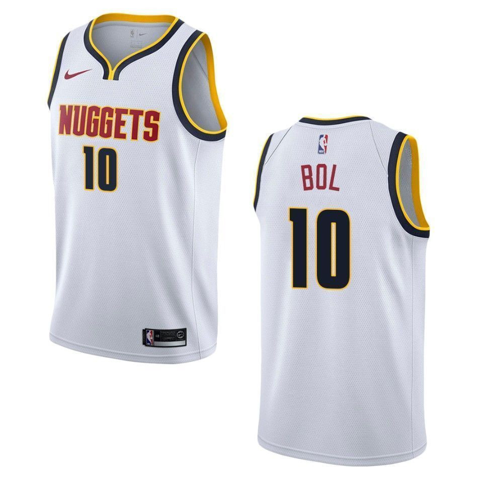 Men’s Denver Nuggets 10 Bol Bol Association Swingman Jersey – White