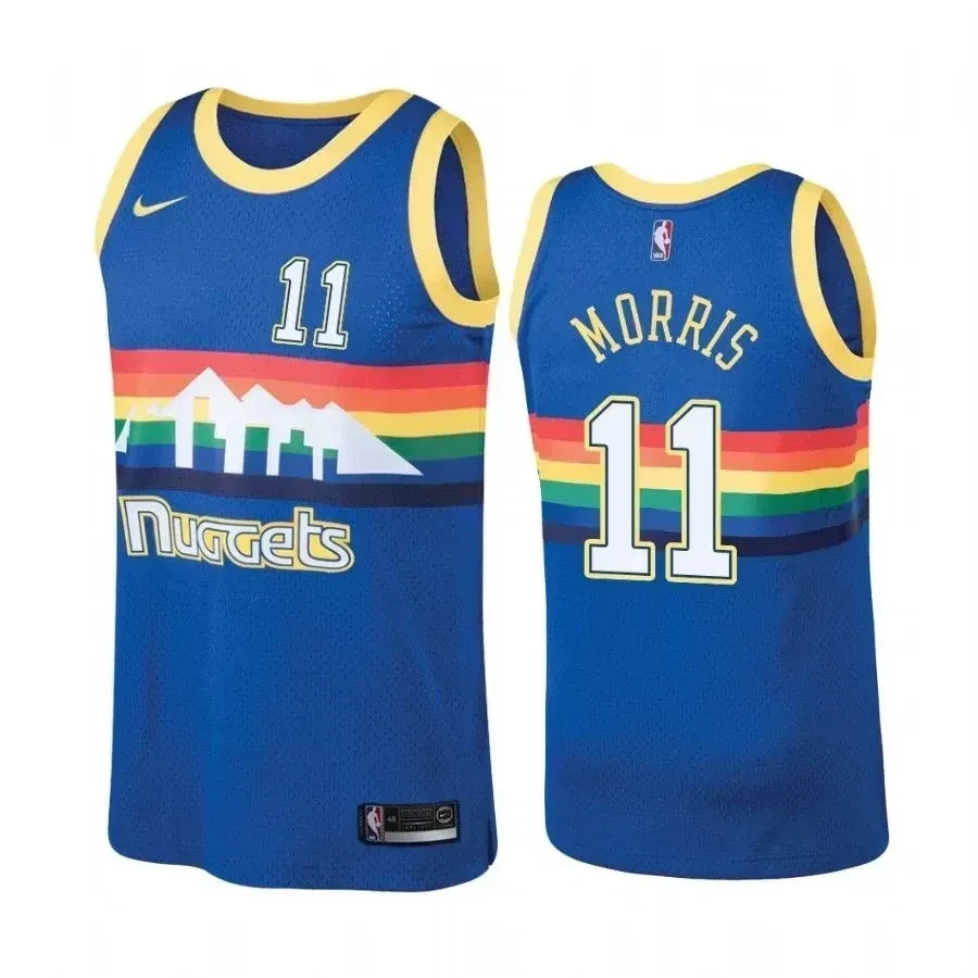 Men’s Denver Nuggets 11 Monte Morris Hardwood Classics Blue Jersey