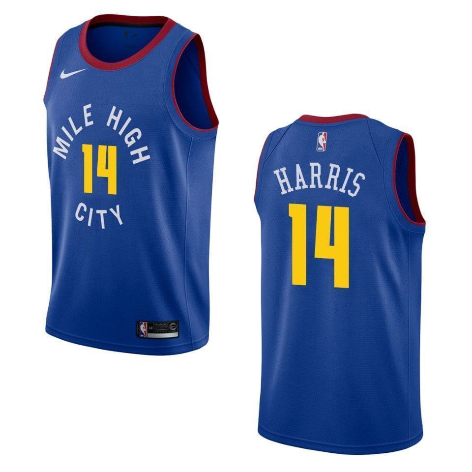 Men’s Denver Nuggets 14 Gary Harris Statement Swingman Jersey – Blue