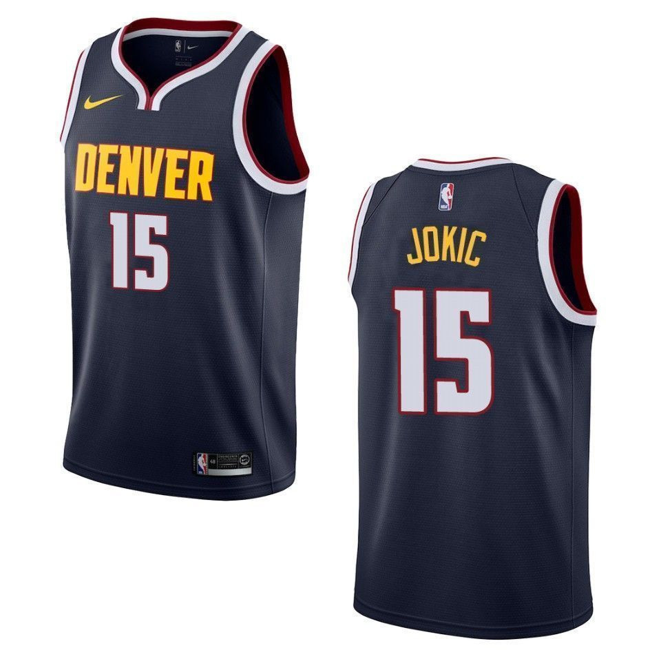 Men’s Denver Nuggets 15 Nikola Jokic Icon Swingman Jersey – Navy