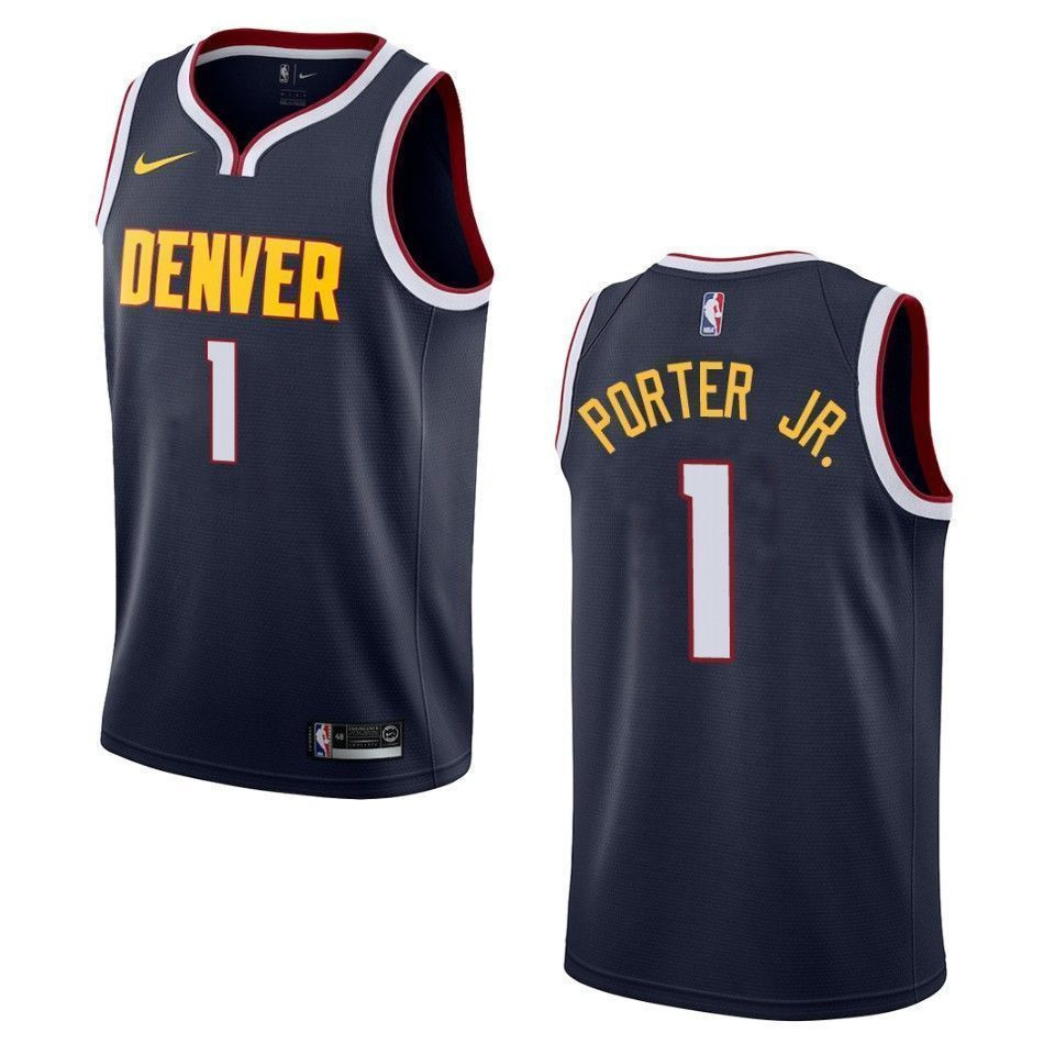 Men’s Denver Nuggets 1 Michael Porter Jr. Icon Swingman Jersey – Navy