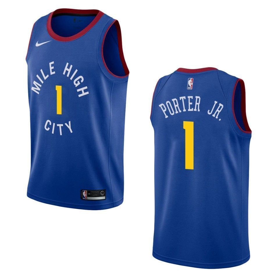 Men’s Denver Nuggets 1 Michael Porter Jr. Statement Swingman Jersey – Blue