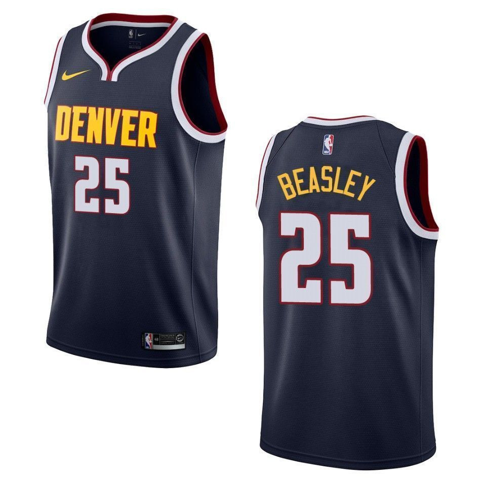 Men’s Denver Nuggets 25 Malik Beasley Icon Swingman Jersey – Navy