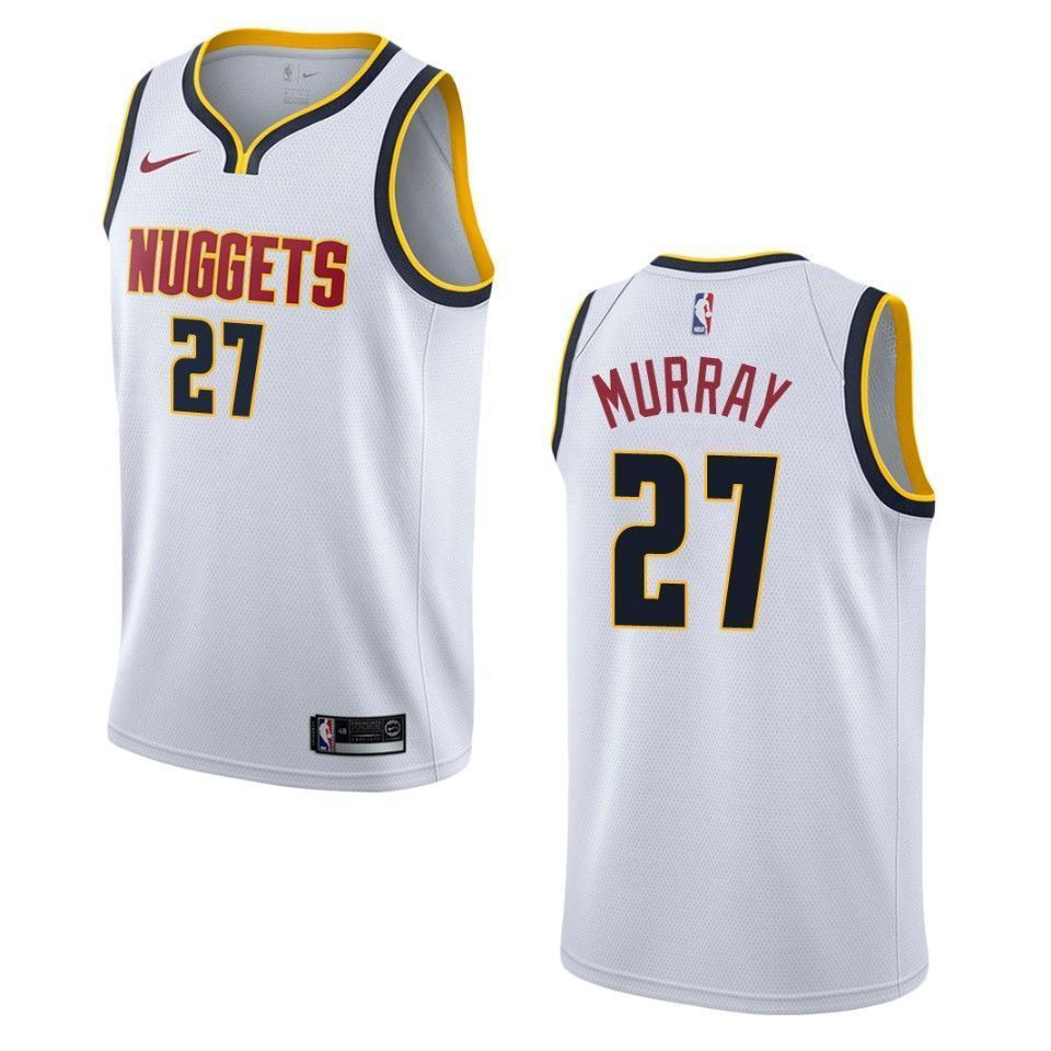 Men’s Denver Nuggets 27 Jamal Murray Association Swingman Jersey – Wihte