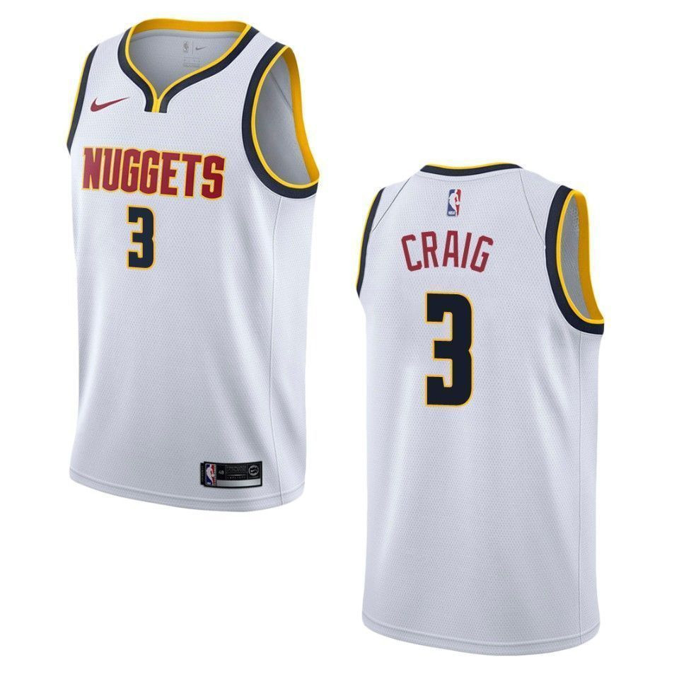 Men’s Denver Nuggets 3 Torrey Craig Association Swingman Jersey – Wihte