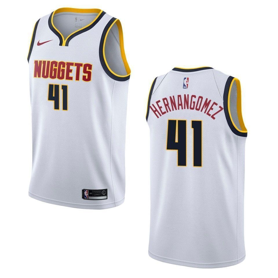 Men’s Denver Nuggets 41 Juan Hernangomez Association Swingman Jersey – Wihte