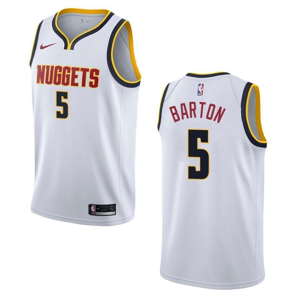 Men’s Denver Nuggets 5 Will Barton Association Swingman Jersey – Wihte