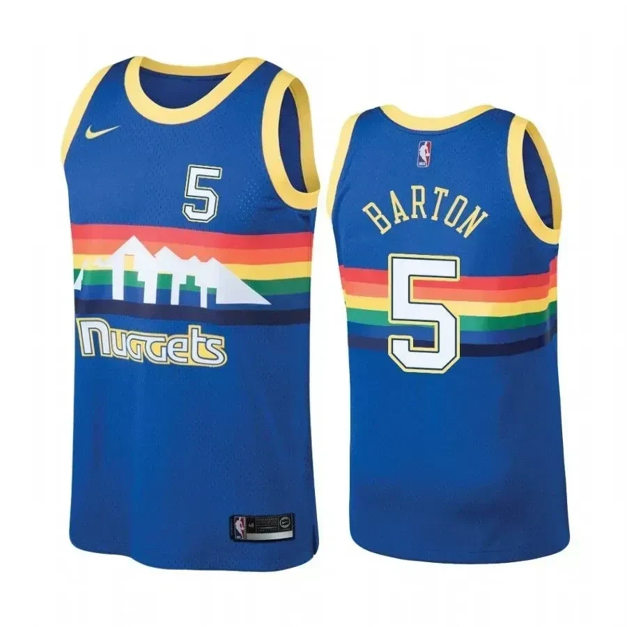 Men’s Denver Nuggets 5 Will Barton Hardwood Classics Blue Jersey