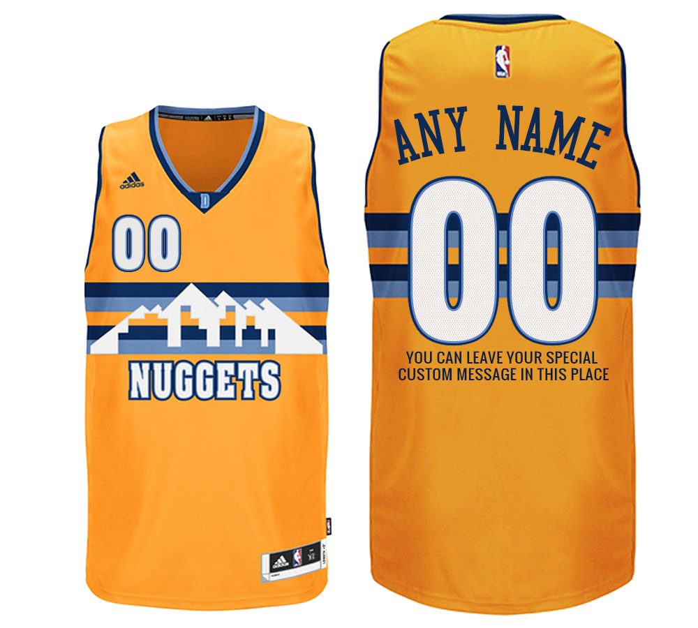 Mens Denver Nuggets Alternate Gold Custom Message Jersey