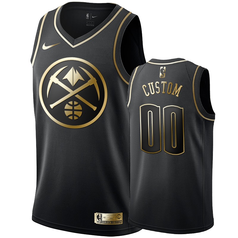 Men's Denver Nuggets Custom Black #00 Golden Edition Swingman Jersey