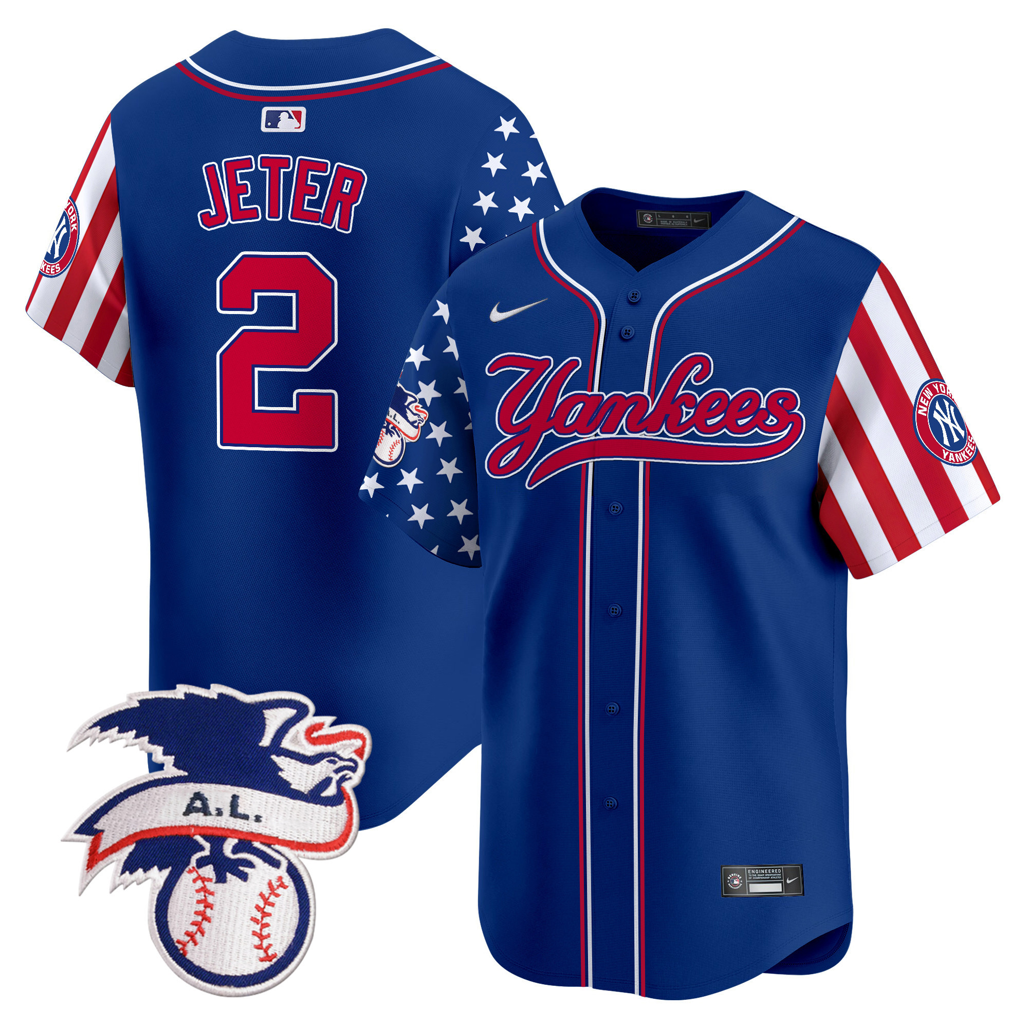Men's Derek Jeter New York Yankees 2024 Fourth of July Vapor Premier Limited Royal Jersey V7 - All Stitched