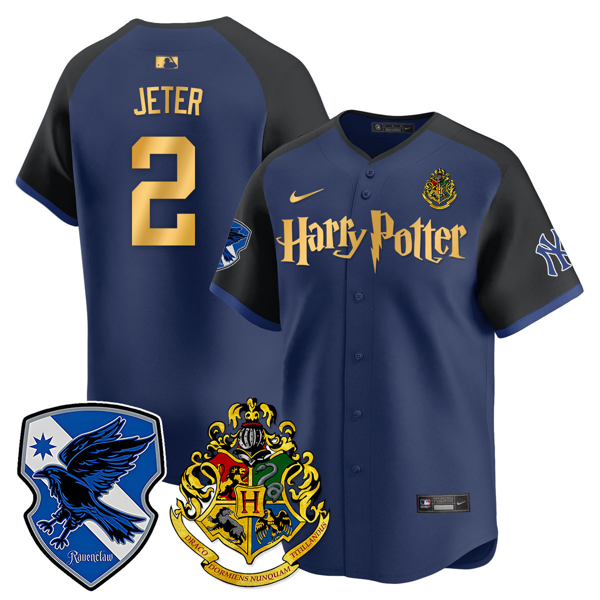 Men's Derek Jeter New York Yankees 2024 Harry Potter Vapor Premier Limited Ravenclaw Jersey - Printed