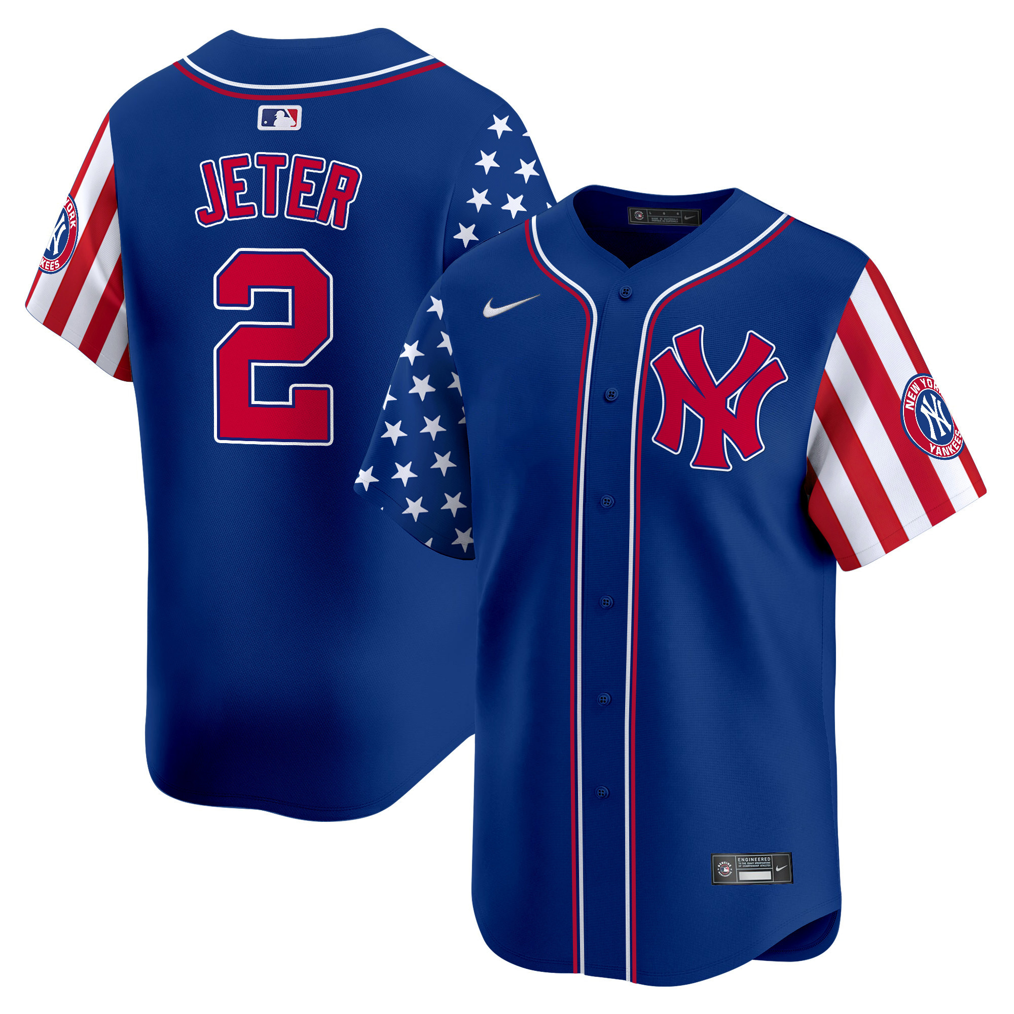 Men's Derek Jeter New York Yankees 2024 Independence Day Vapor Premier Limited Royal Jersey - All Stitched