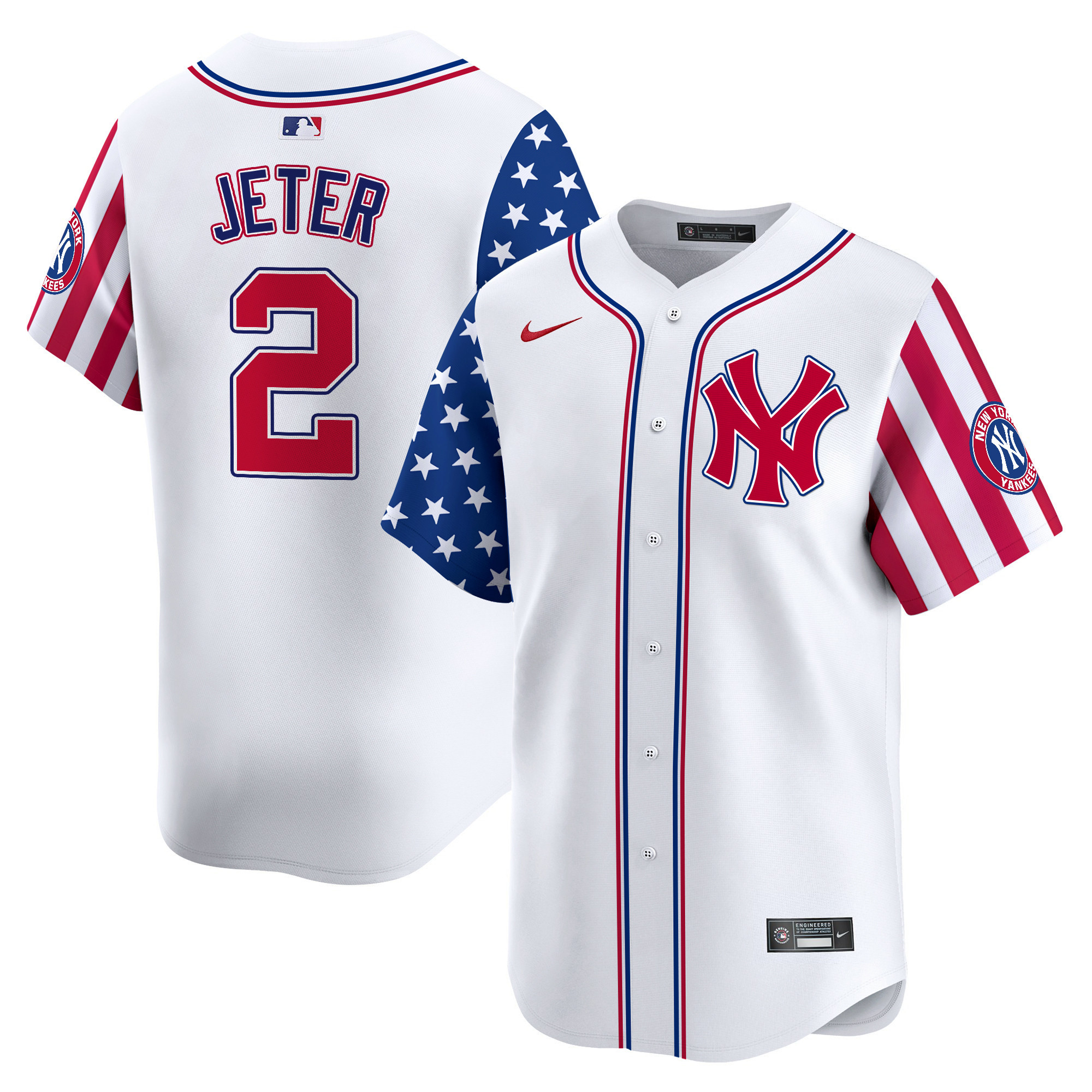 Men's Derek Jeter New York Yankees 2024 Independence Day Vapor Premier Limited White Jersey - All Stitched