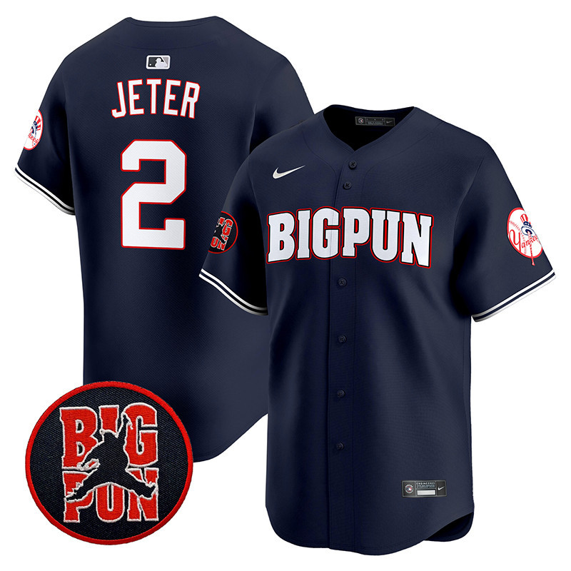 Men's Derek Jeter New York Yankees Big Pun Vapor Premier Limited Navy Jersey V2 - All Stitched